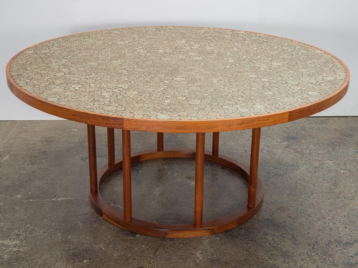American Monumental Coin Tile Dining Table For Sale