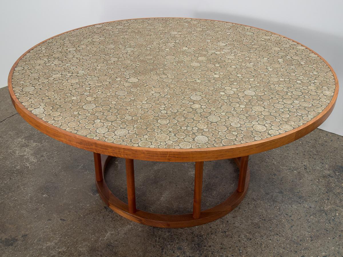 Monumental Coin Tile Dining Table In Good Condition For Sale In Brooklyn, NY