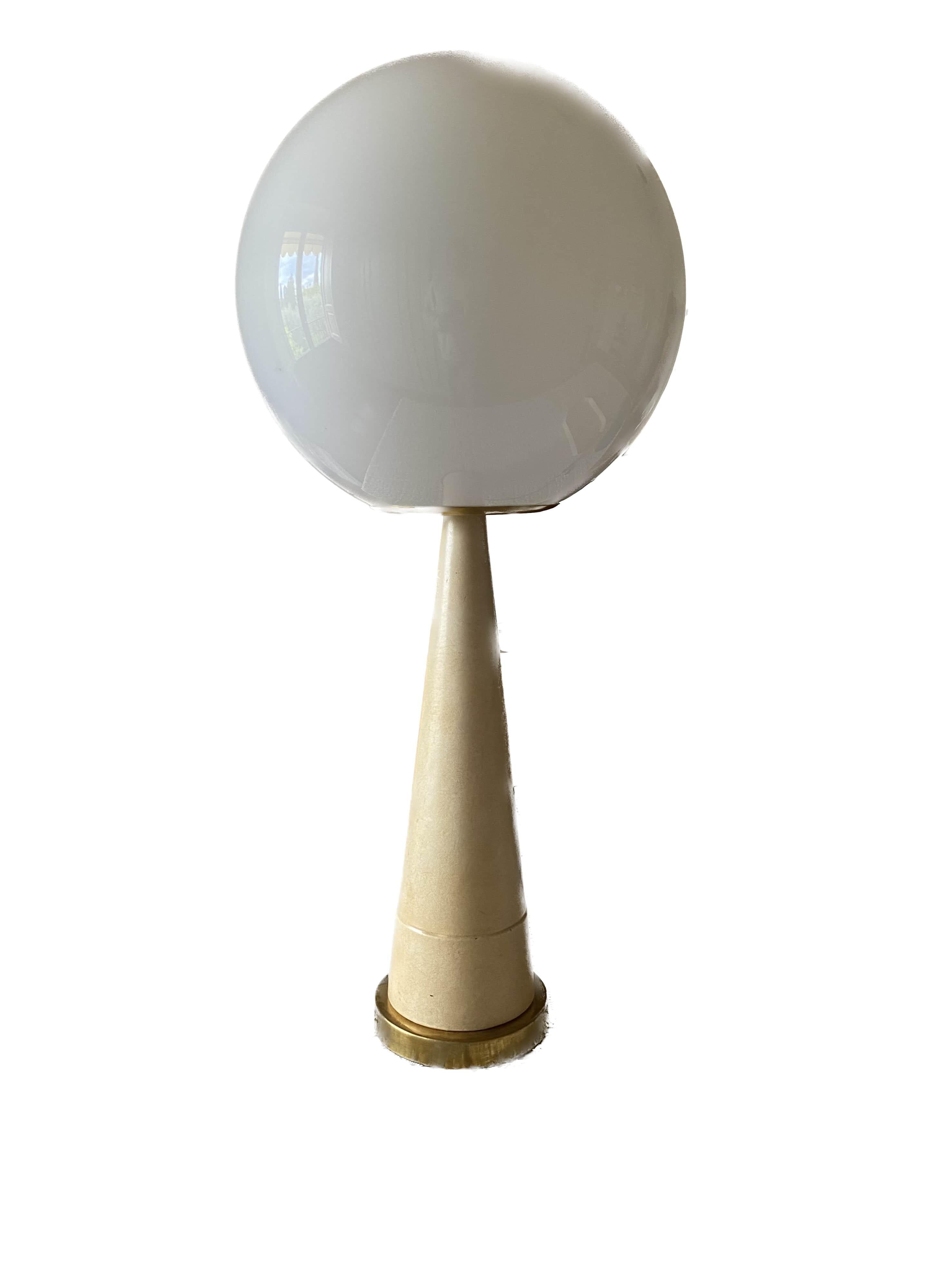 Monumental Conic Parchment and Brass Table Lamp, France, 1960 For Sale 4