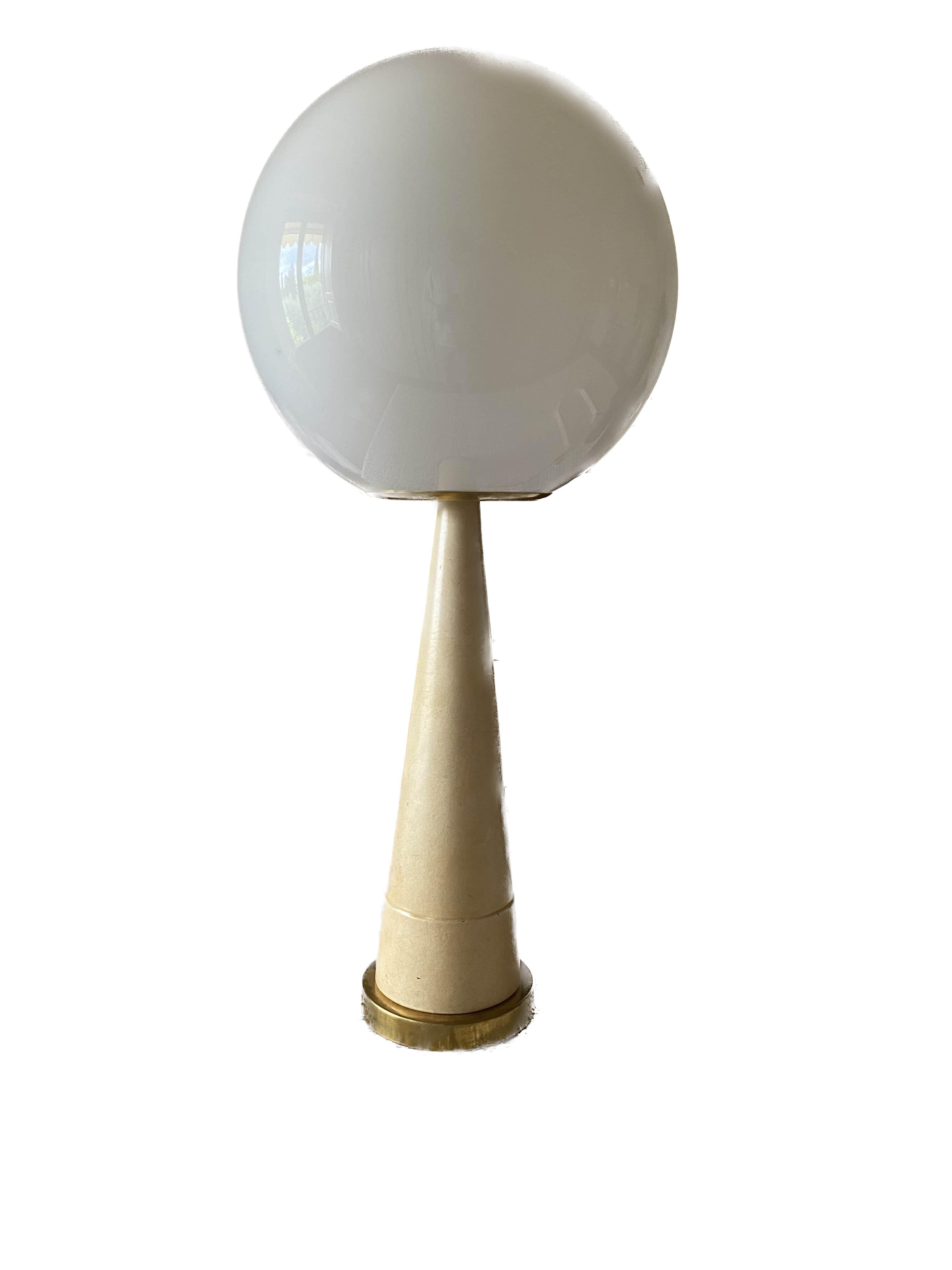 Monumental Conic Parchment and Brass Table Lamp, France, 1960 For Sale 5