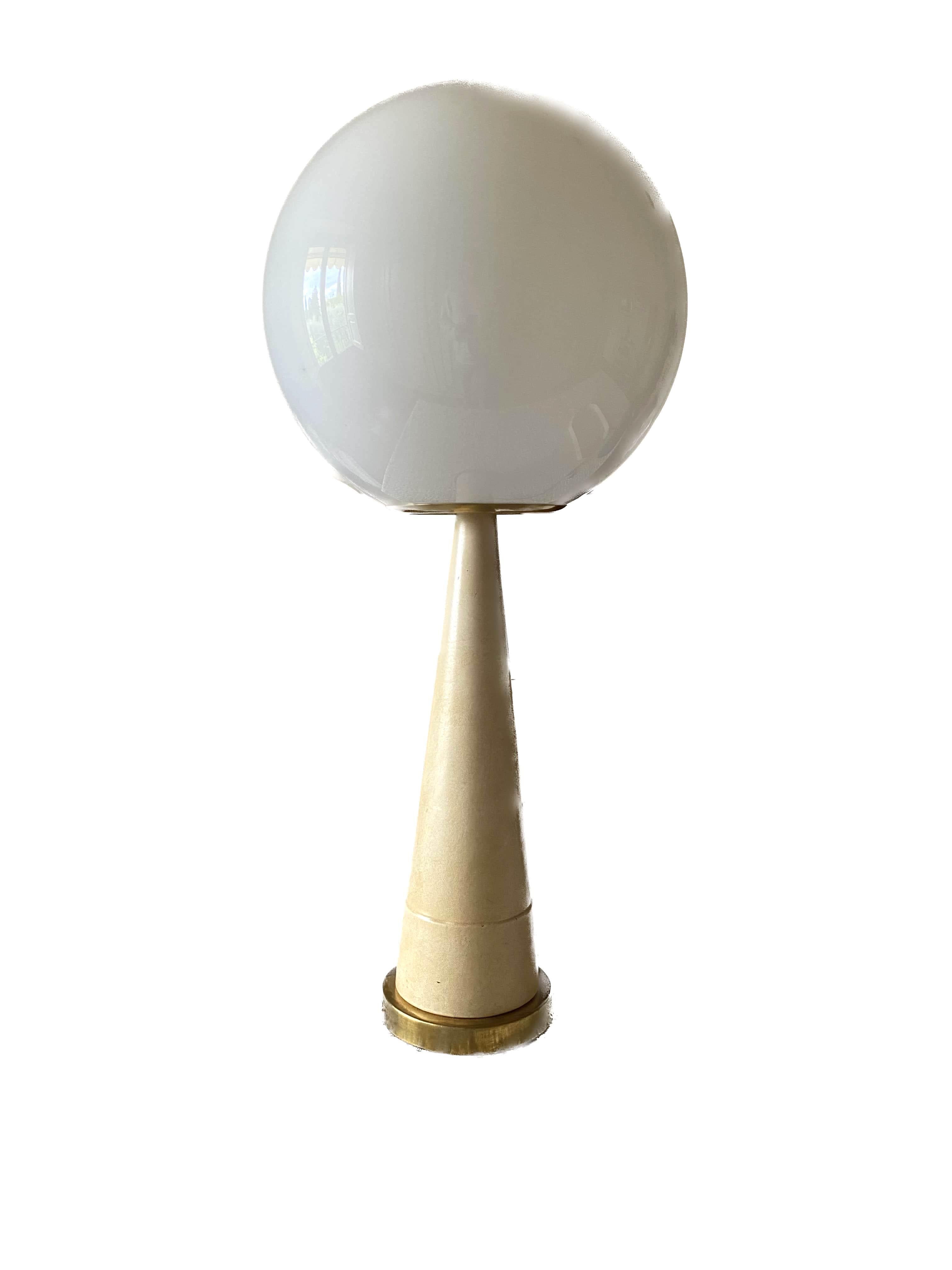 Monumental Conic Parchment and Brass Table Lamp, France, 1960 For Sale 6