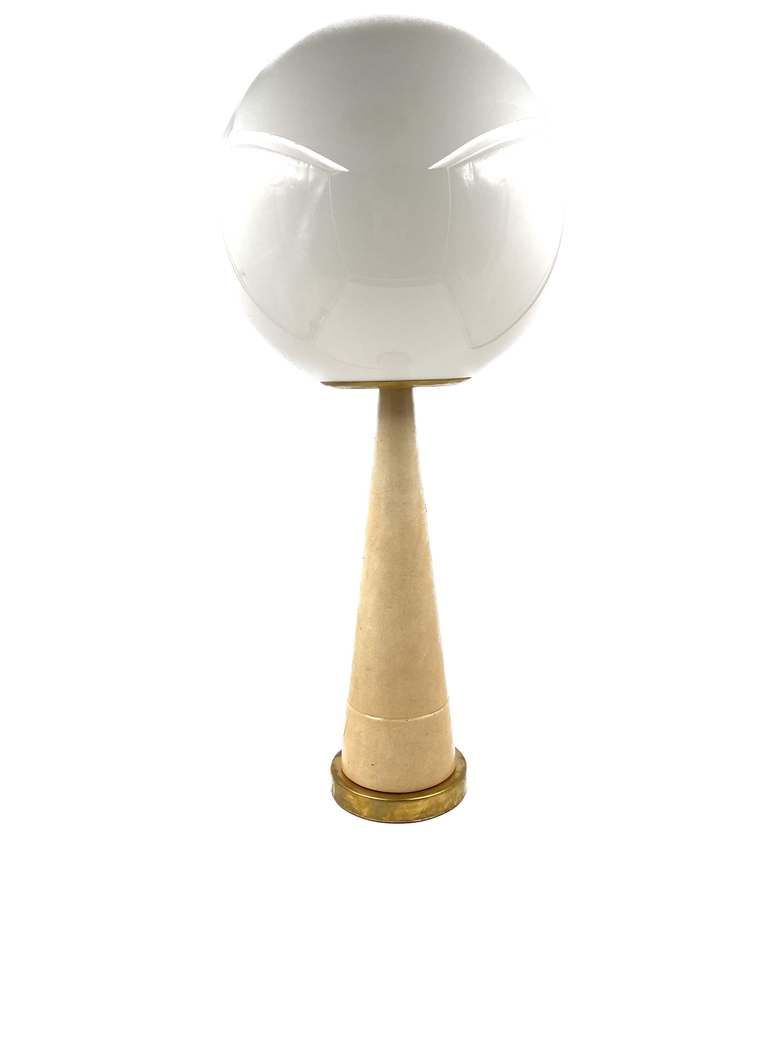 Monumental Conic Parchment and Brass Table Lamp, France, 1960 For Sale 7