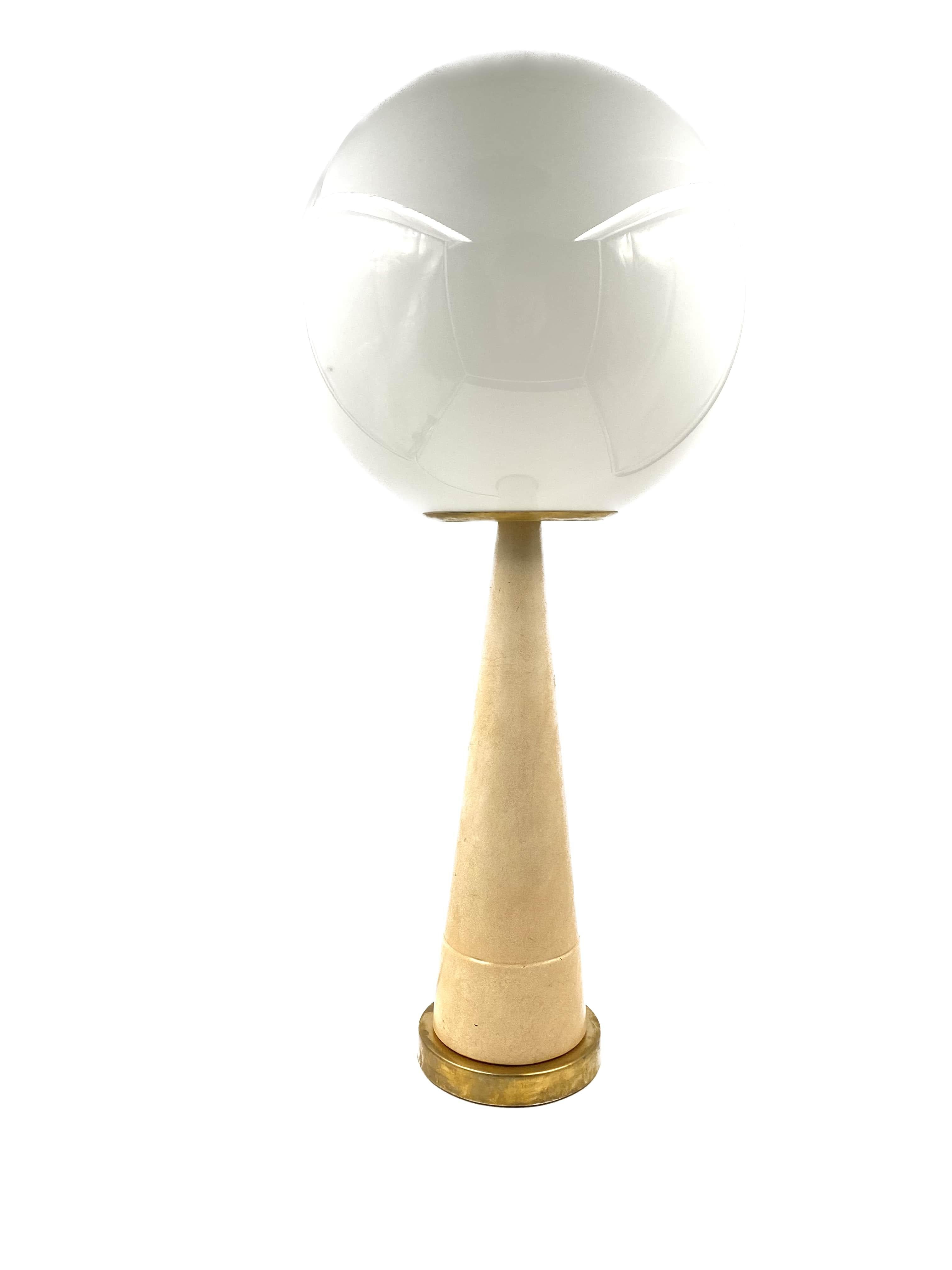 Monumental Conic Parchment and Brass Table Lamp, France, 1960 For Sale 8