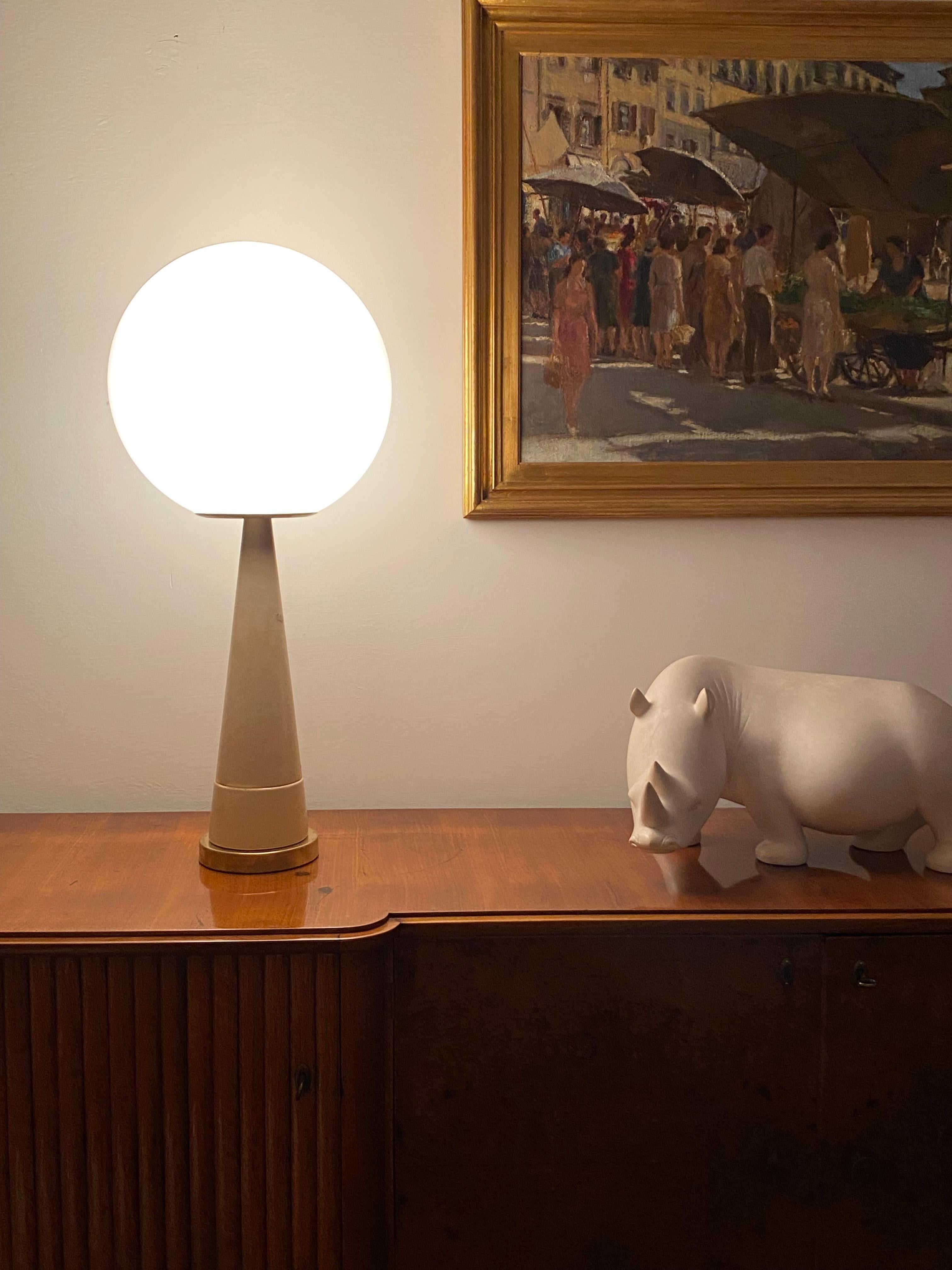 Monumental Conic Parchment and Brass Table Lamp, France, 1960 For Sale 1