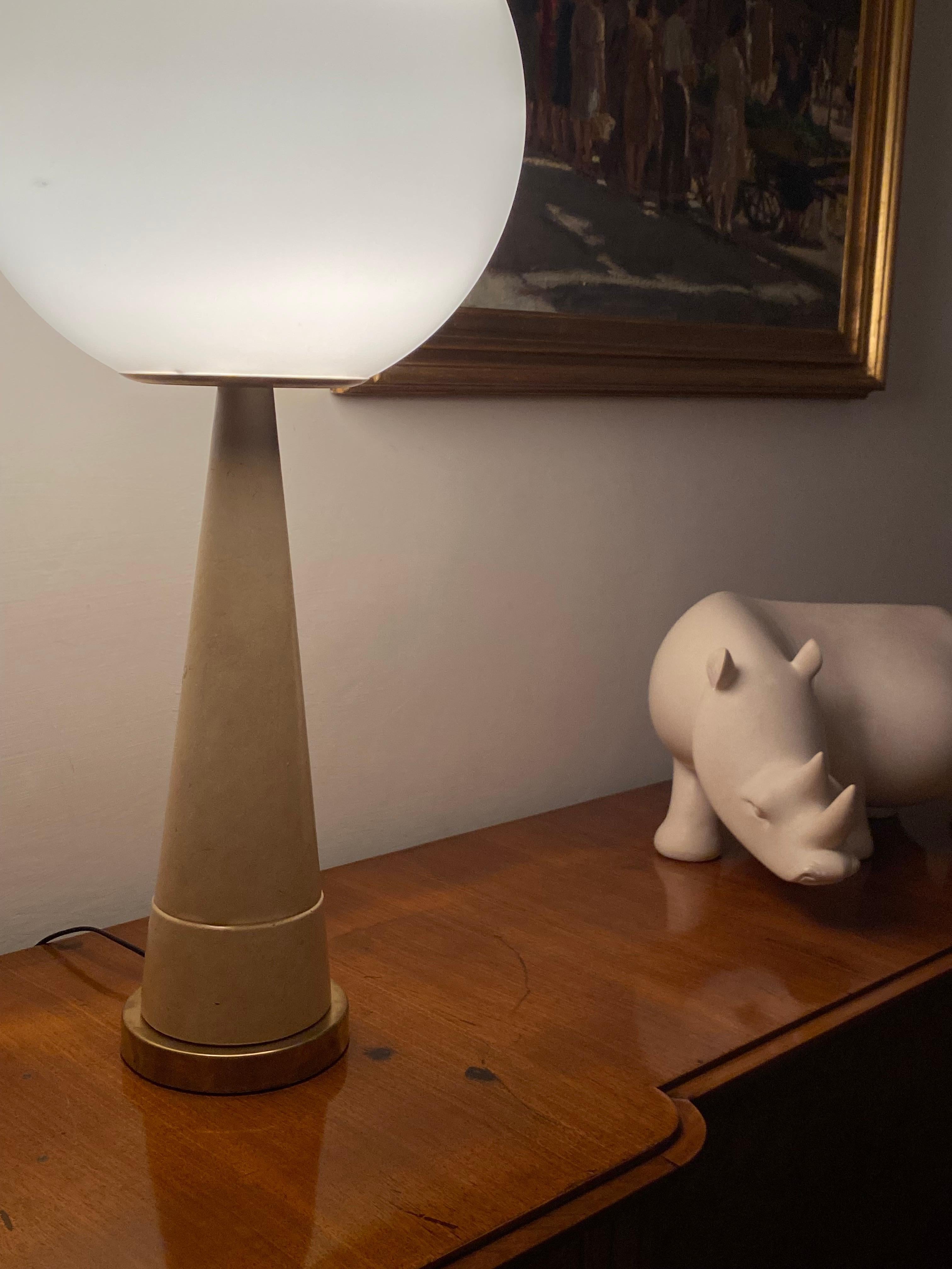 Monumental Conic Parchment and Brass Table Lamp, France, 1960 For Sale 3