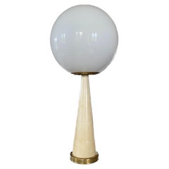 Monumental Conic Parchment and Brass Table Lamp, France, 1960