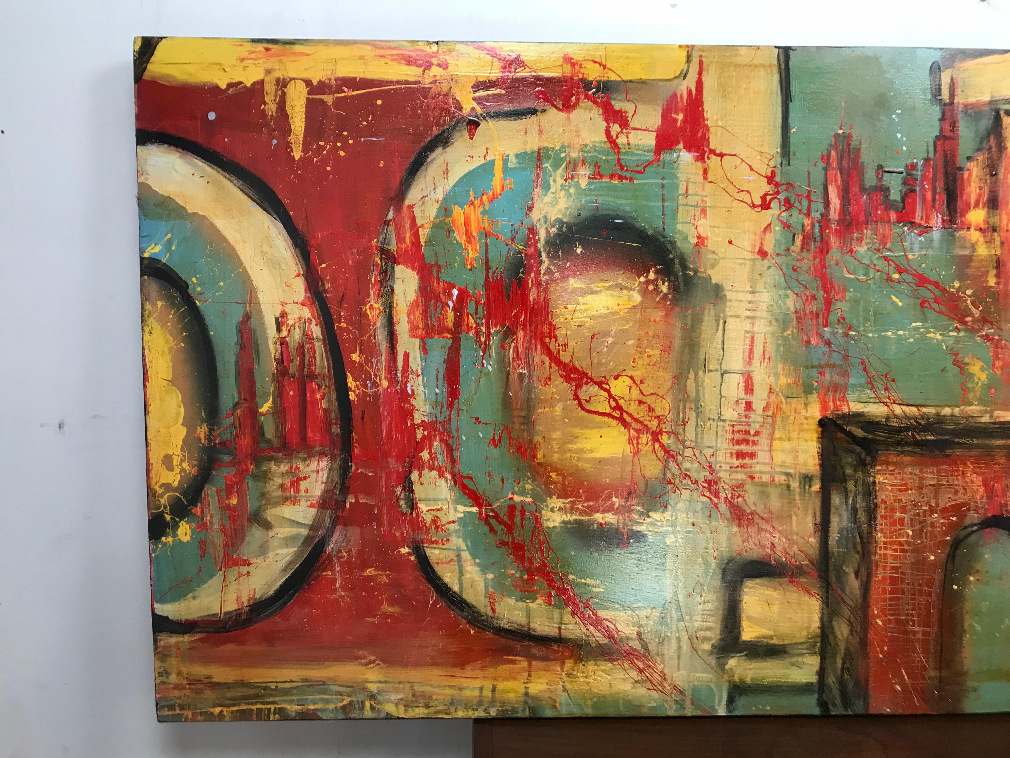 Mid-Century Modern Monumental Contemporary Abstract Oil Painting by Peter Caruso