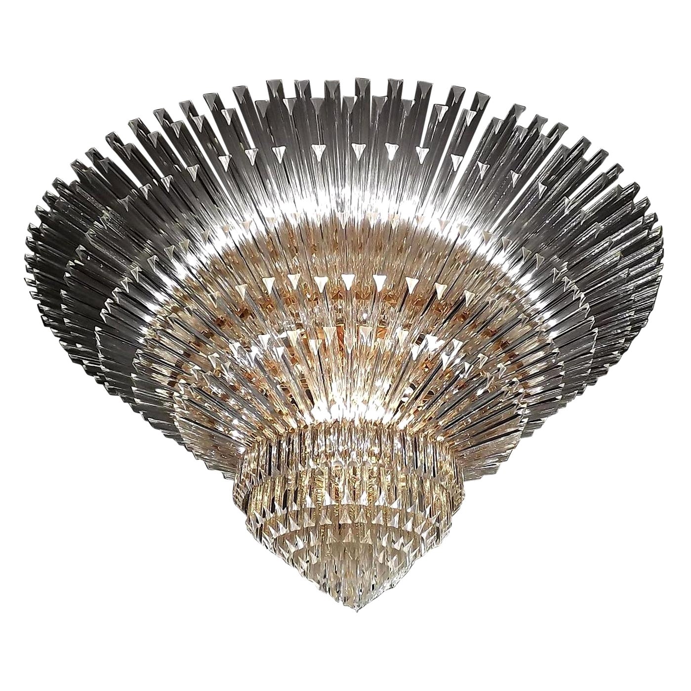 Monumental Contemporary Italian Murano Glass Triedi Ceiling Light