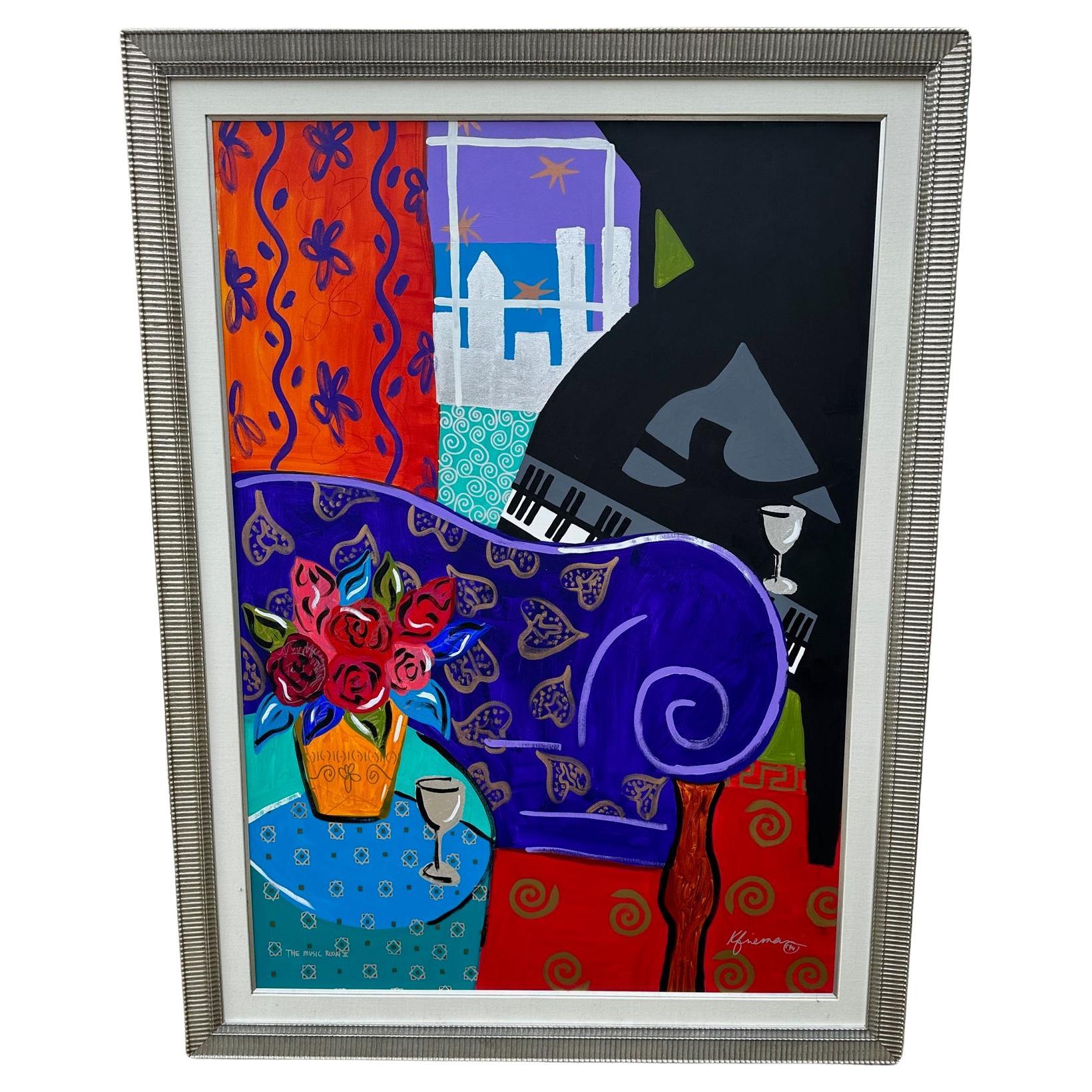 Monumental Contemporary Painting Titled Music Room 2