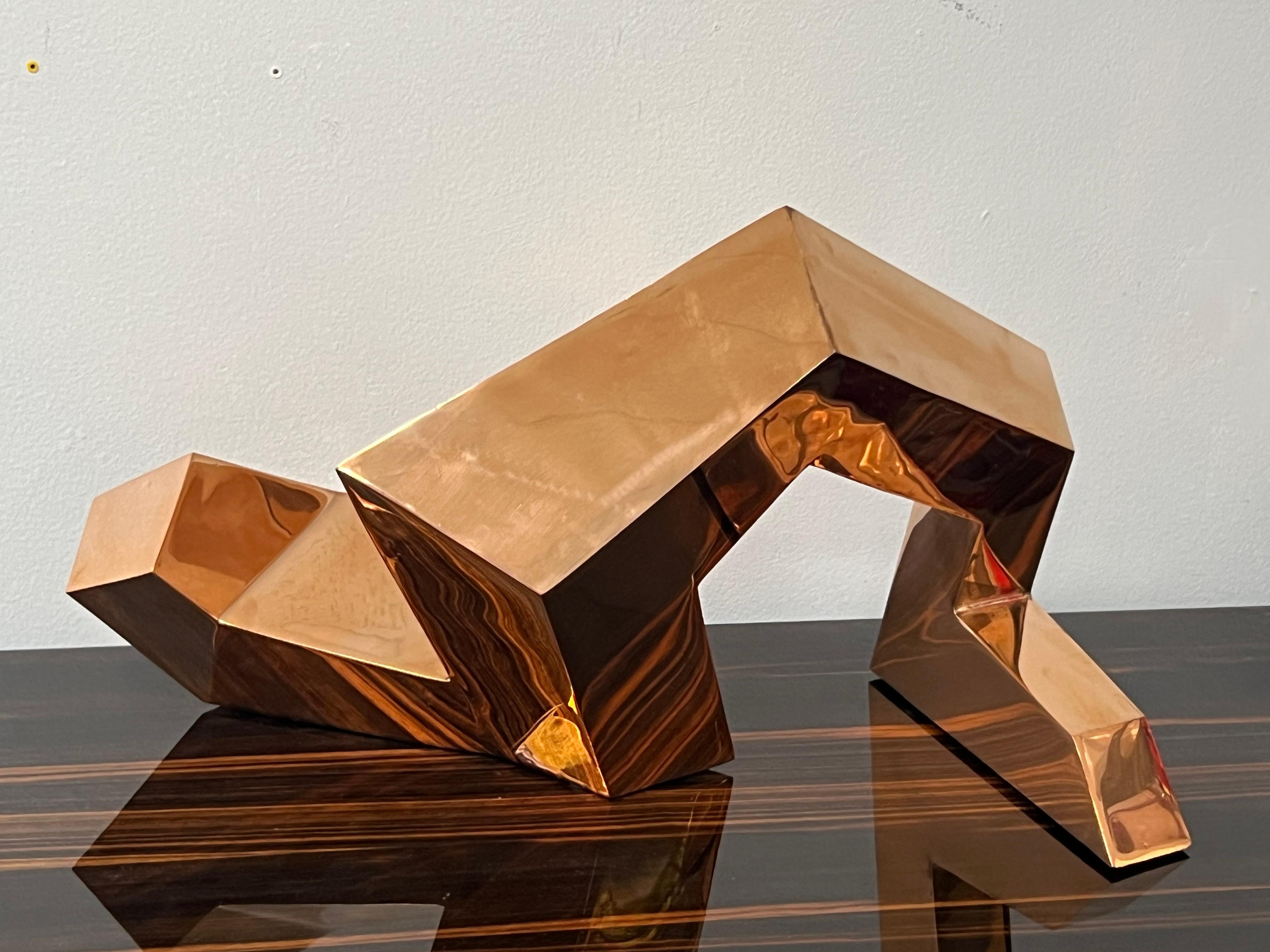 Sculpture monumentale cubiste abstraite moderne en cuivre en vente 5