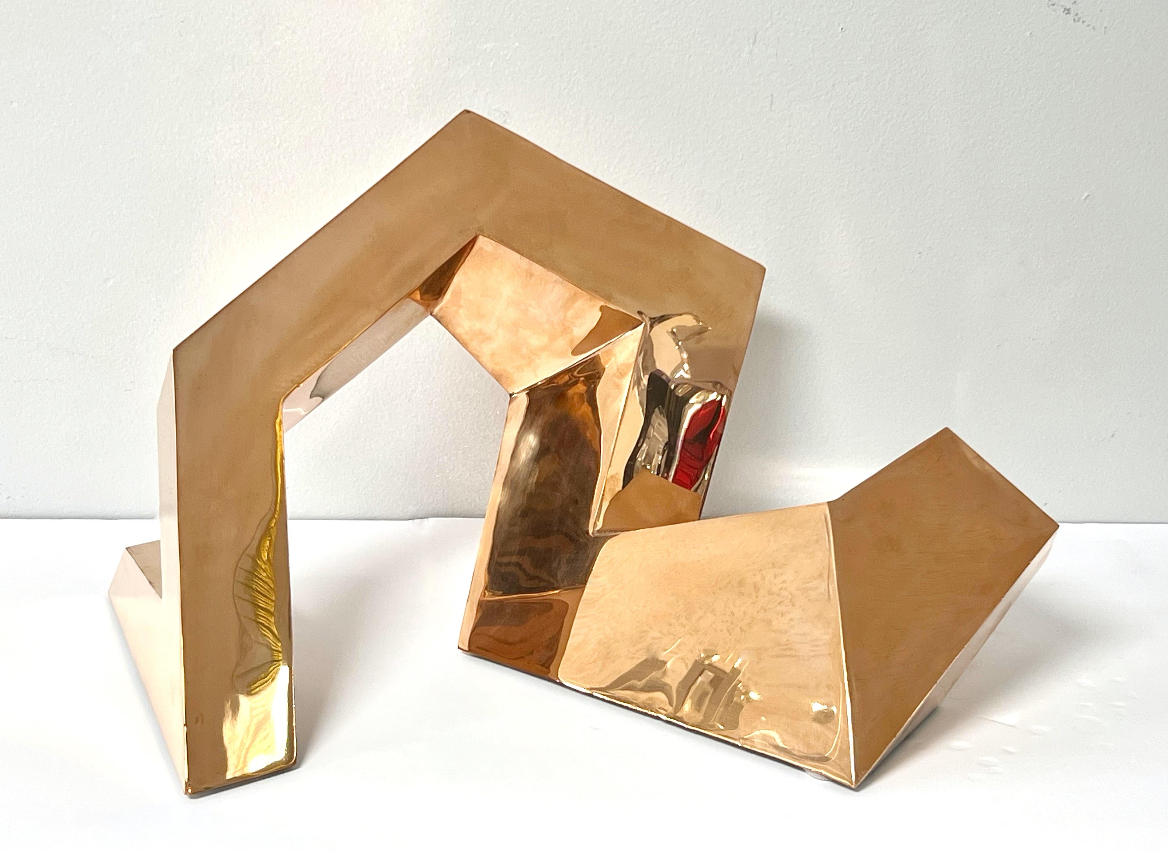 Américain Sculpture monumentale cubiste abstraite moderne en cuivre en vente
