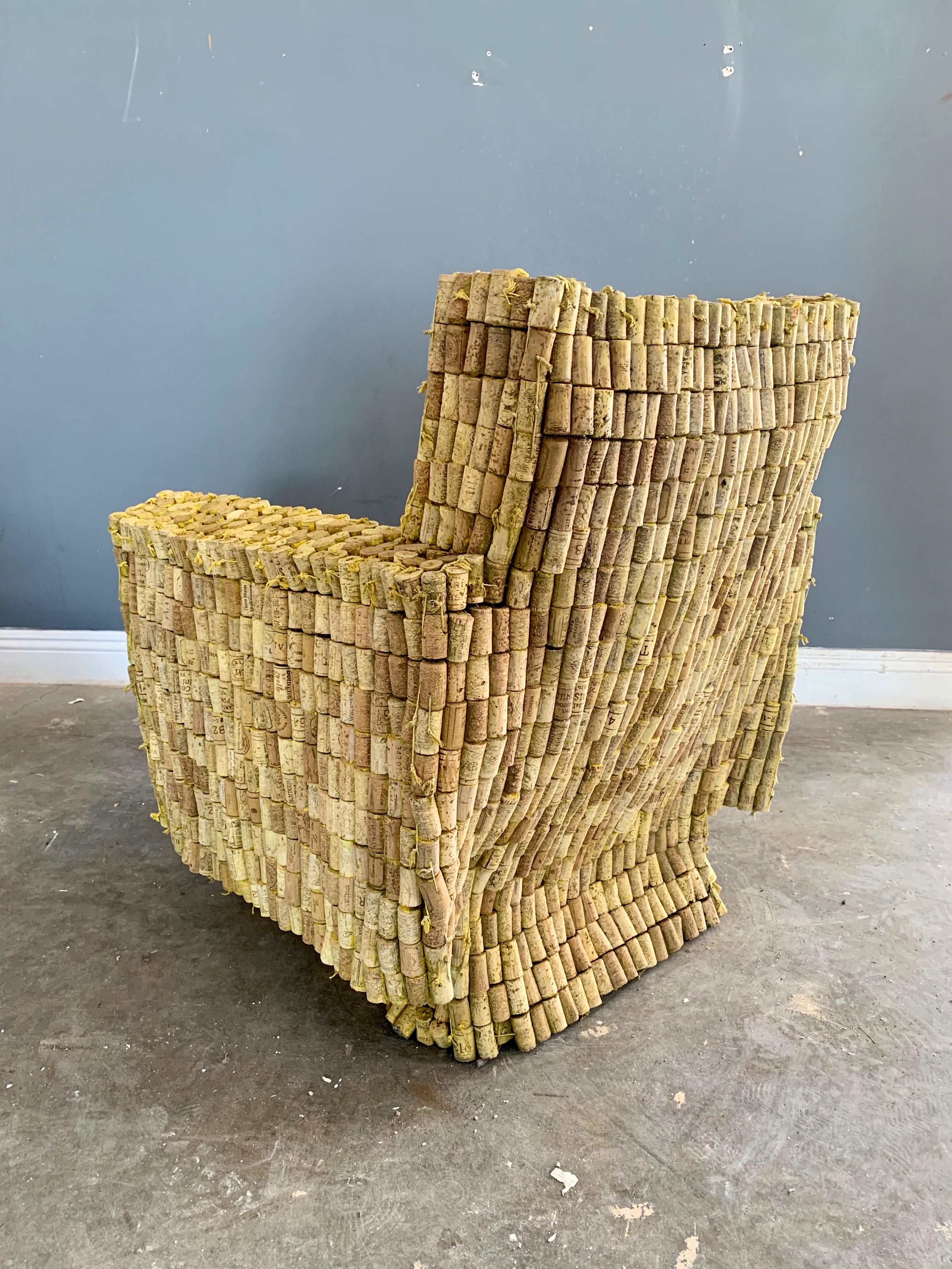 Late 20th Century Monumental Cork Sculptural Armchair For Sale