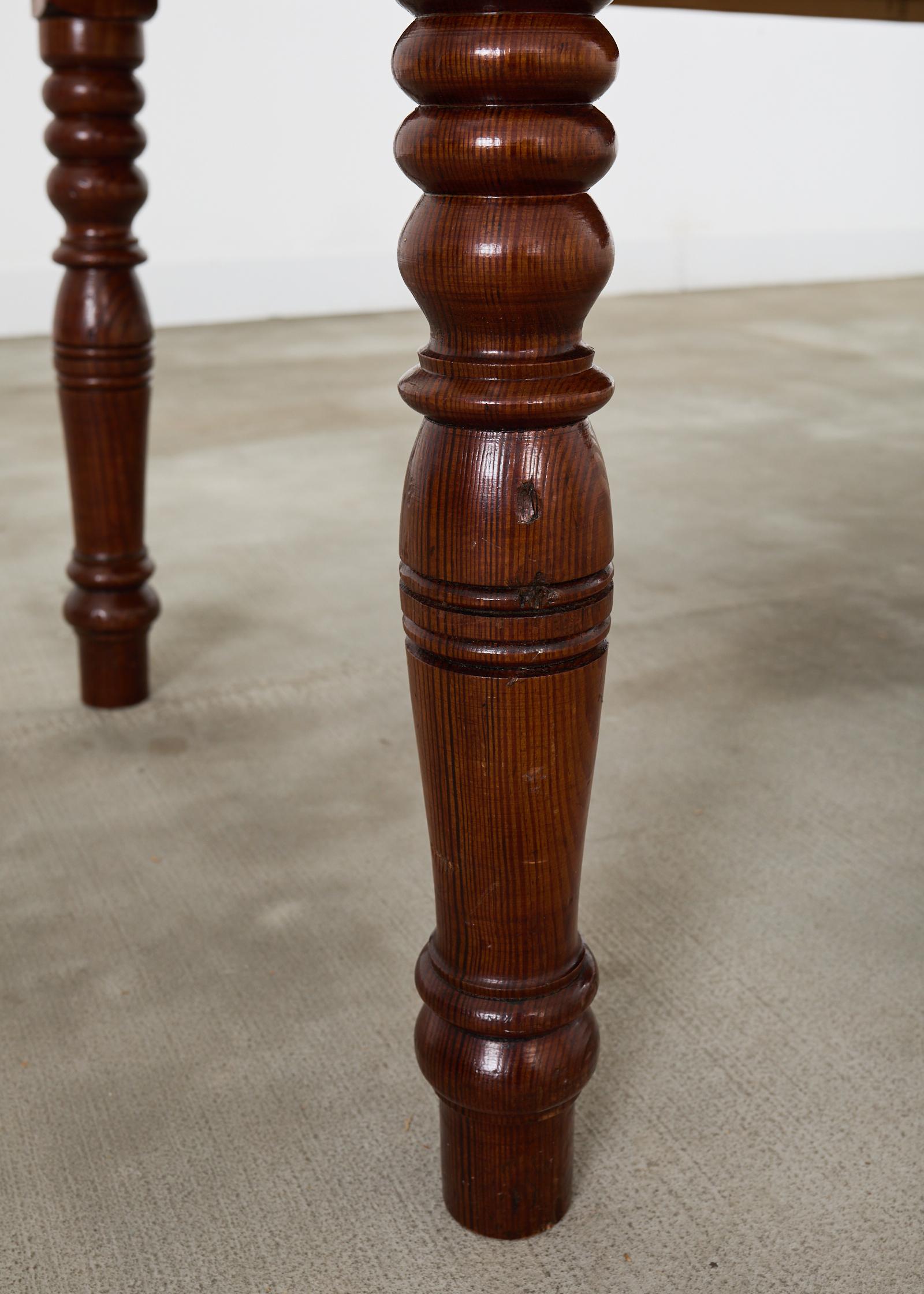 Monumental Country English Pine Farmhouse Dining Harvest Table For Sale 5