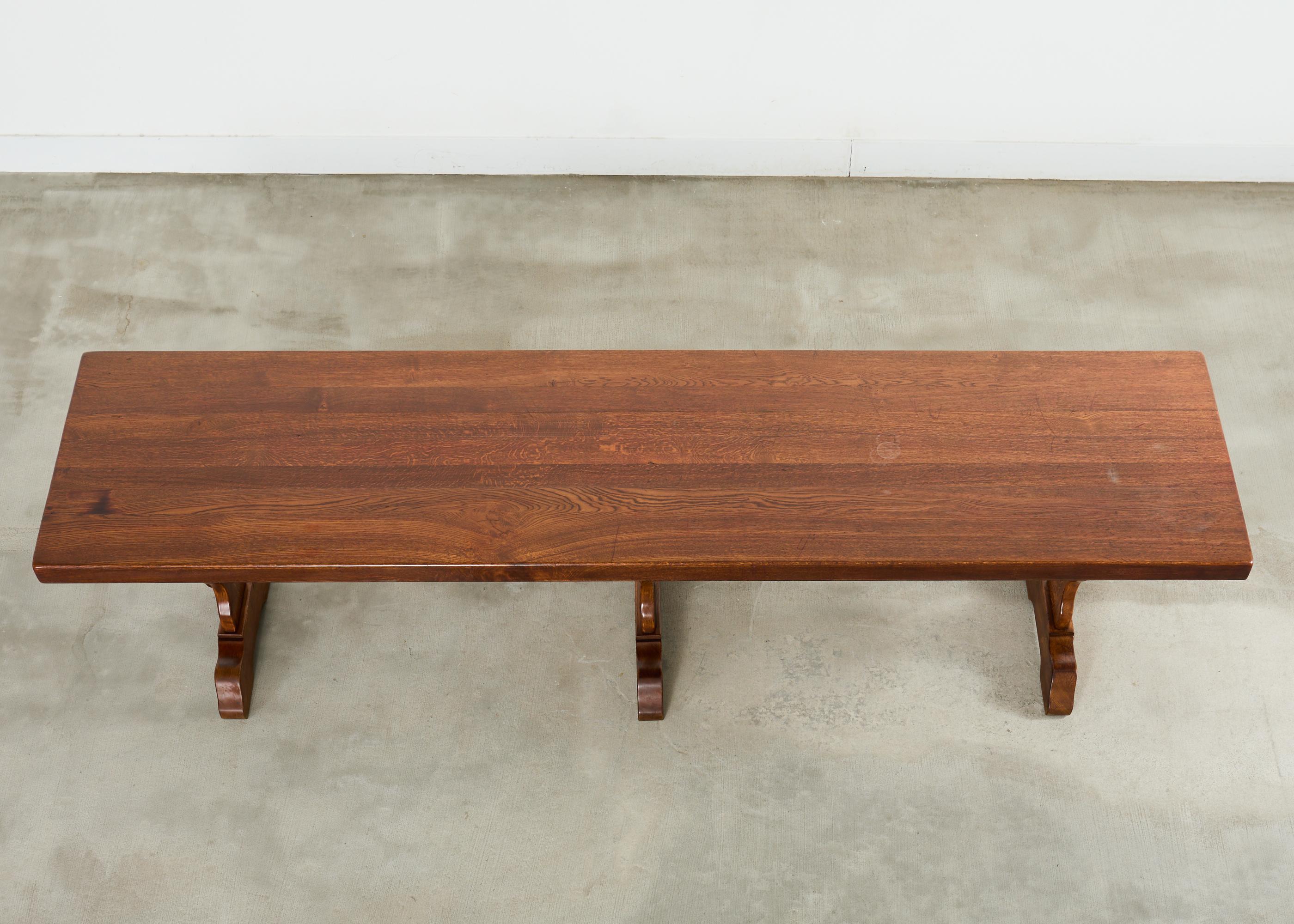 Monumental Country French Oak Farmhouse Triple Pedestal Dining Table ...