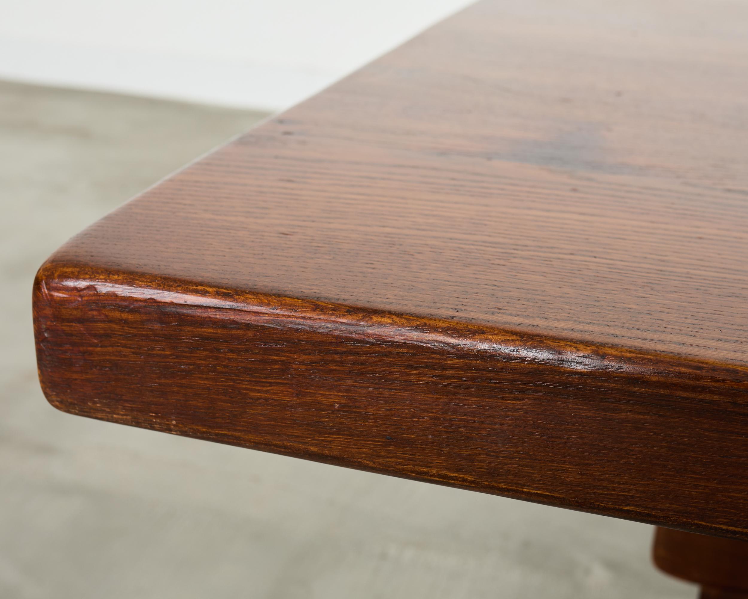 Monumental Country French Oak Farmhouse Triple Pedestal Dining Table ...