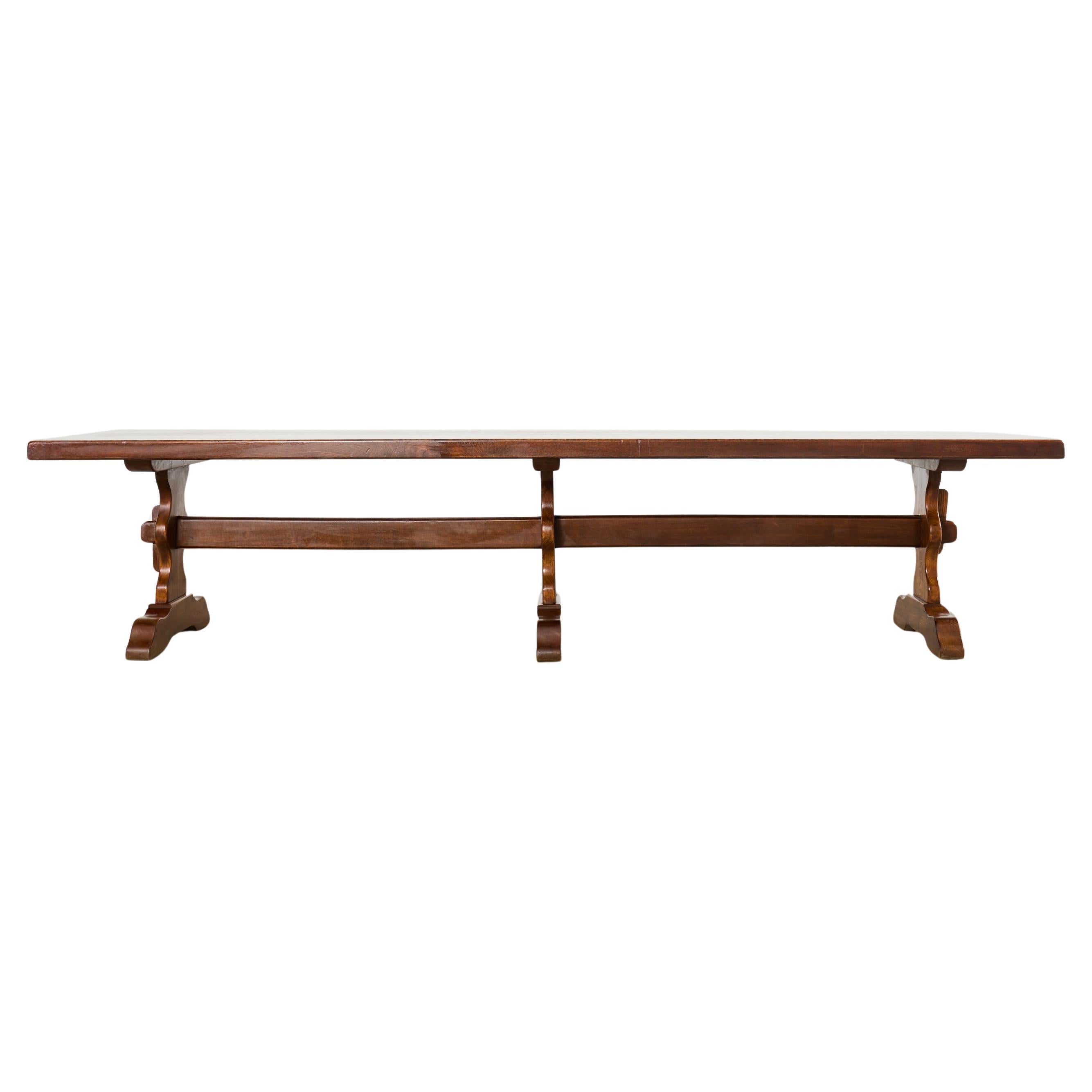 Monumental Country French Oak Farmhouse Triple Pedestal Dining Table ...