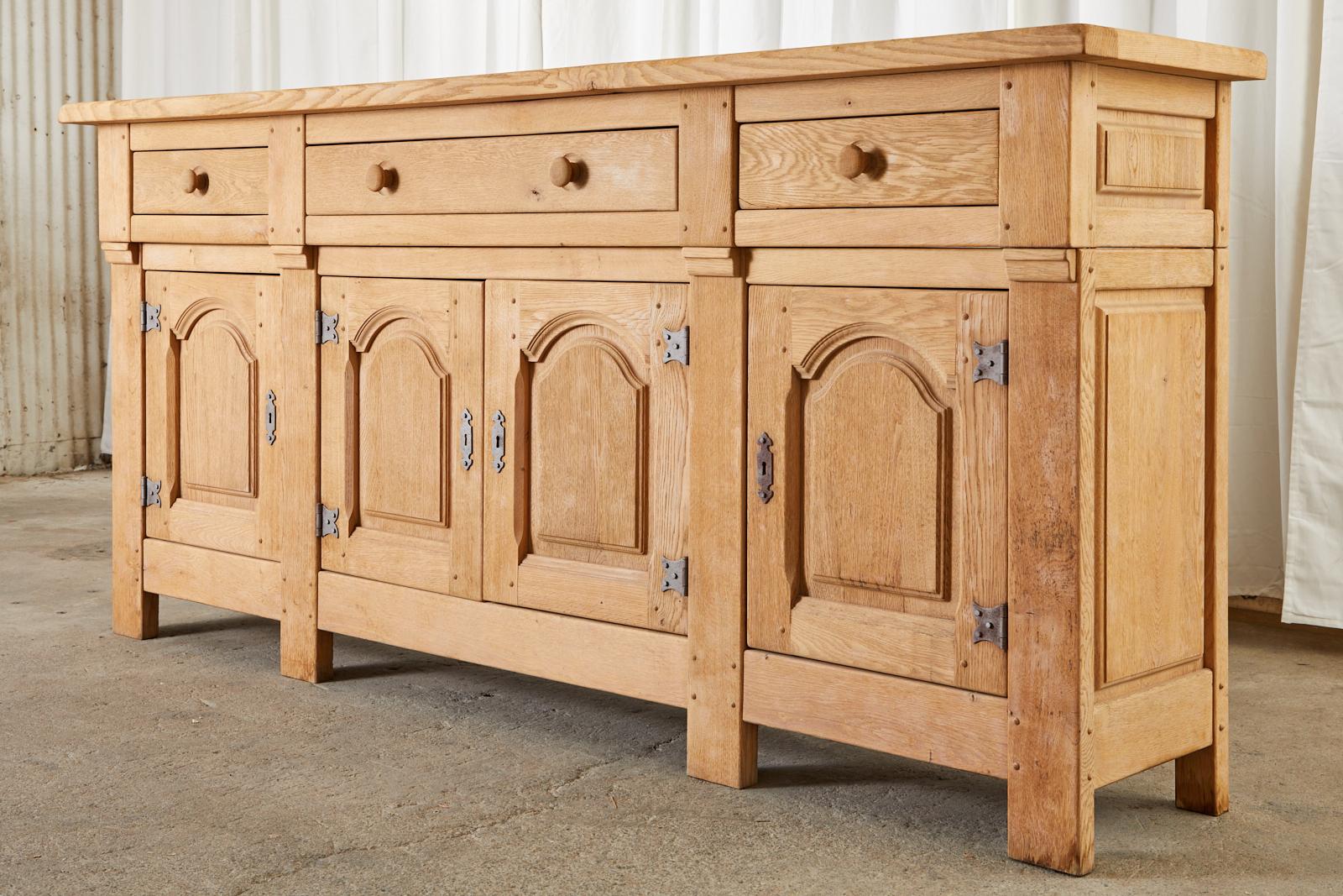 Hand-Crafted Monumental Country French Oak Sideboard Server of Buffet