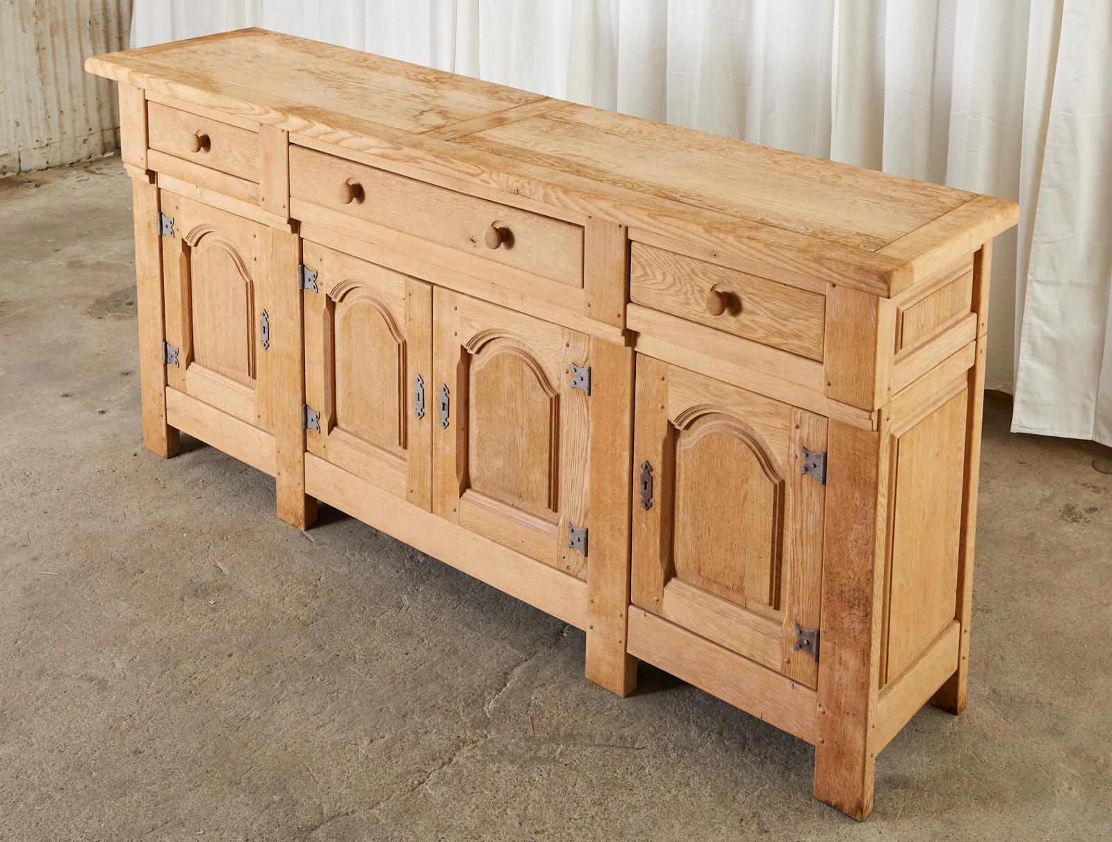 Monumental Country French Oak Sideboard Server of Buffet In Good Condition In Rio Vista, CA