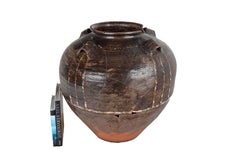 Monumental Cracked Chinese Oil Jar with Repairs