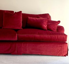 Monumental Crimson Mohair Sofa, Donghia