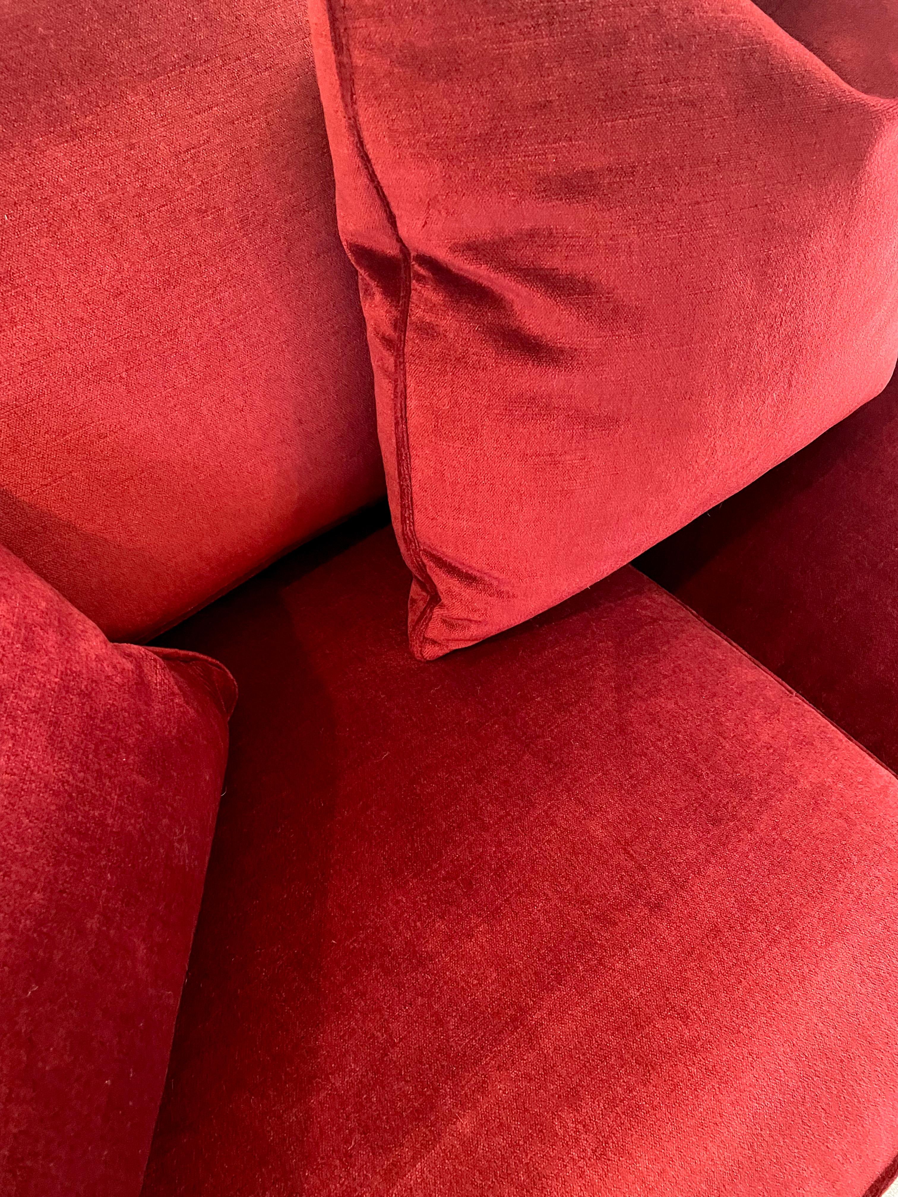 Late 20th Century Monumental Crimson Mohair Sofa, Donghia For Sale