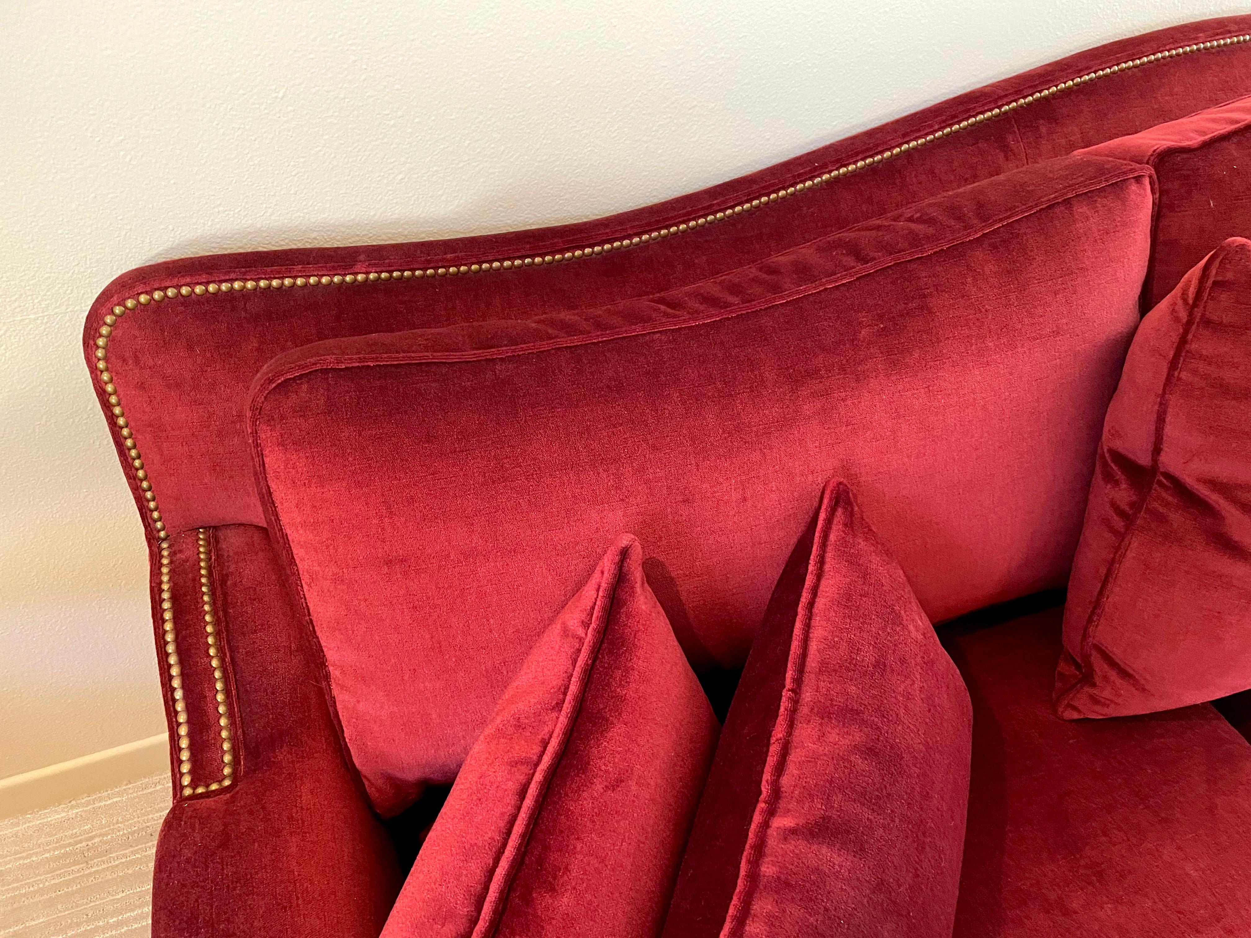 Monumental Crimson Mohair Sofa, Donghia For Sale 1