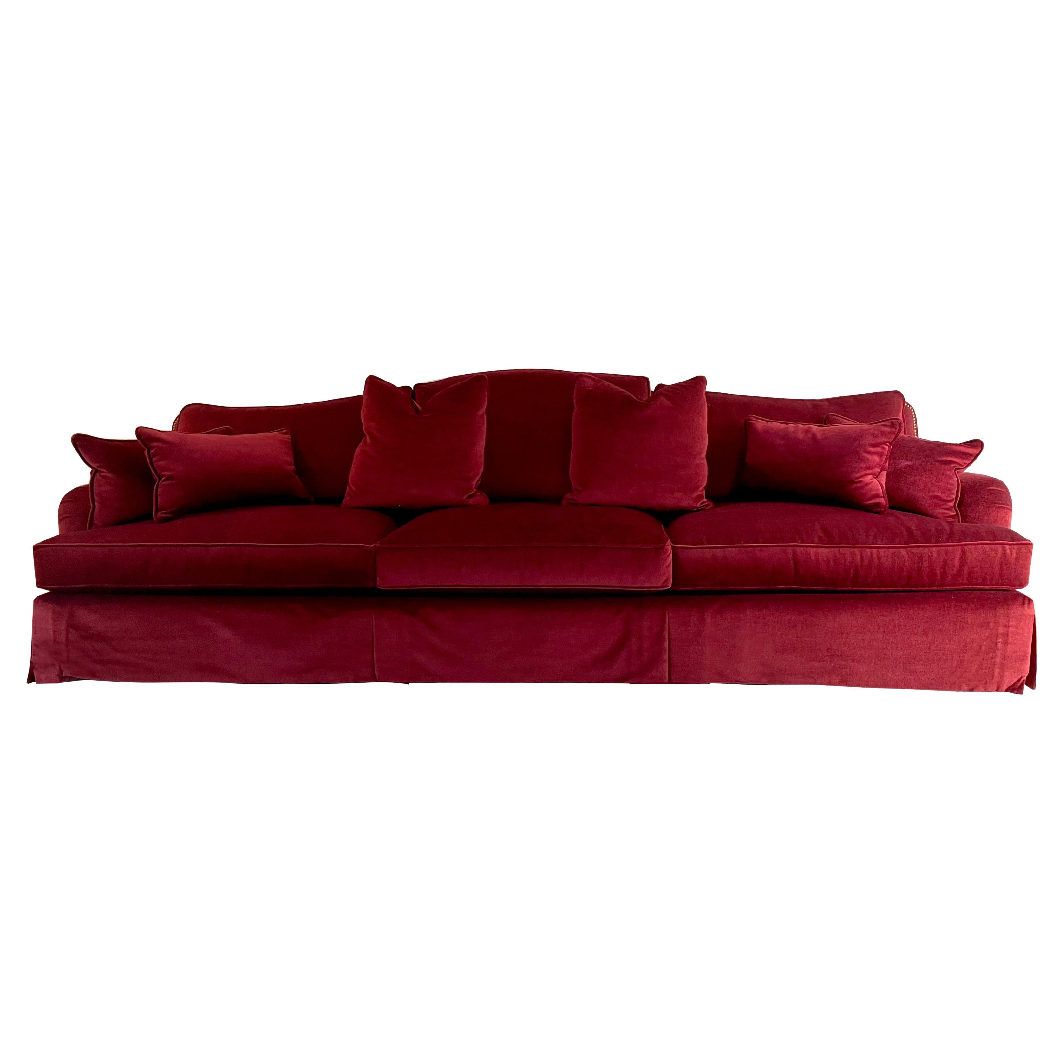 Monumental Crimson Mohair Sofa, Donghia For Sale