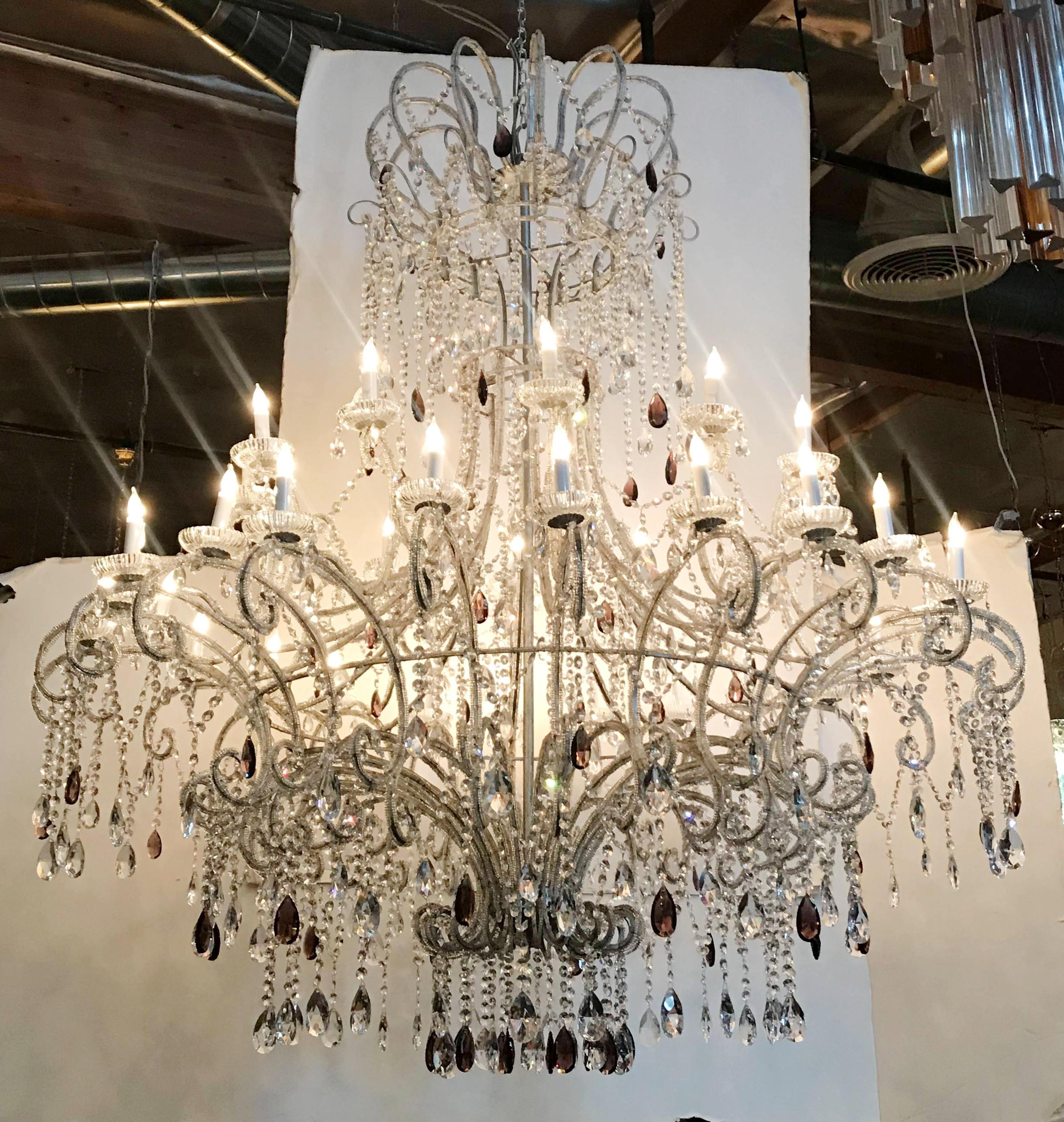 Faceted Monumental Crystal Chandelier