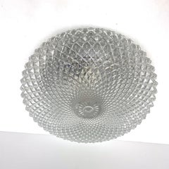 Monumental Crystal Pattern Clear Glass Flush mount Ceiling Light, 1960s