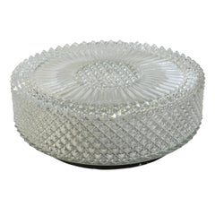Monumental Crystal Pattern Flush Mount Ceiling Light, 1960s