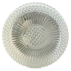 Monumental Crystal Pattern Flush Mount Ceiling Light, 1960s