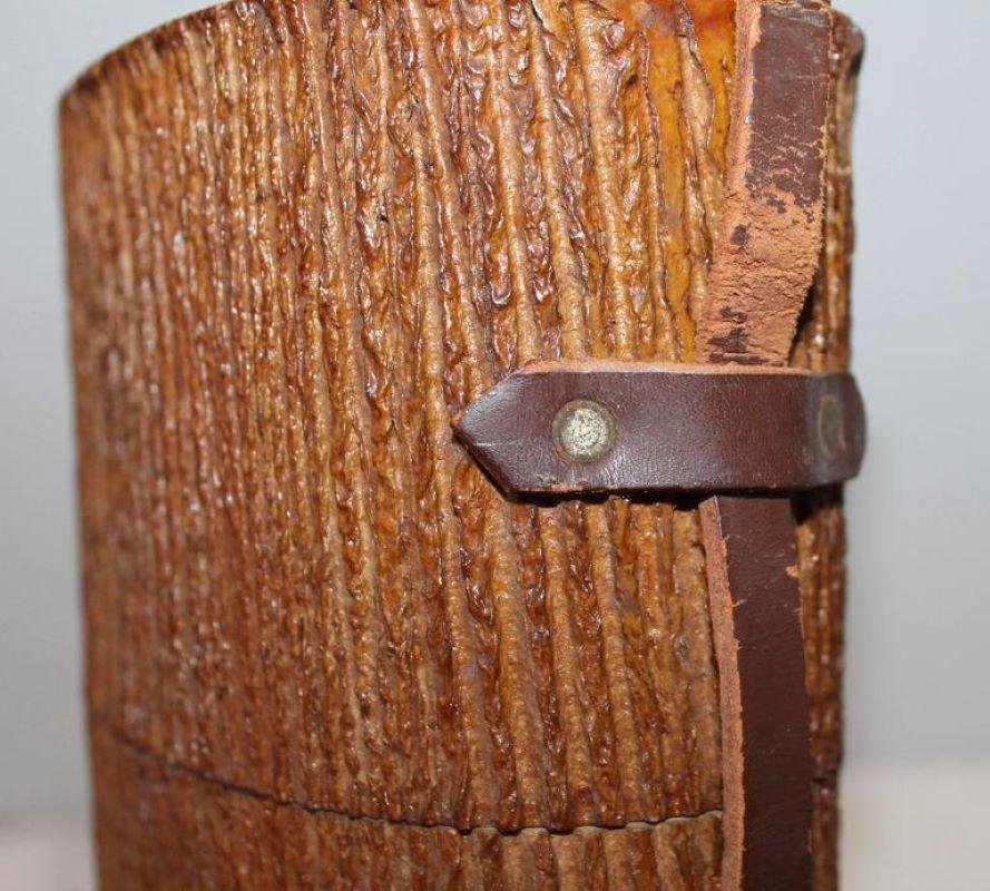 Hand-Crafted Monumental Cuban Bark Covered Cigar Shoulder Bag For Sale