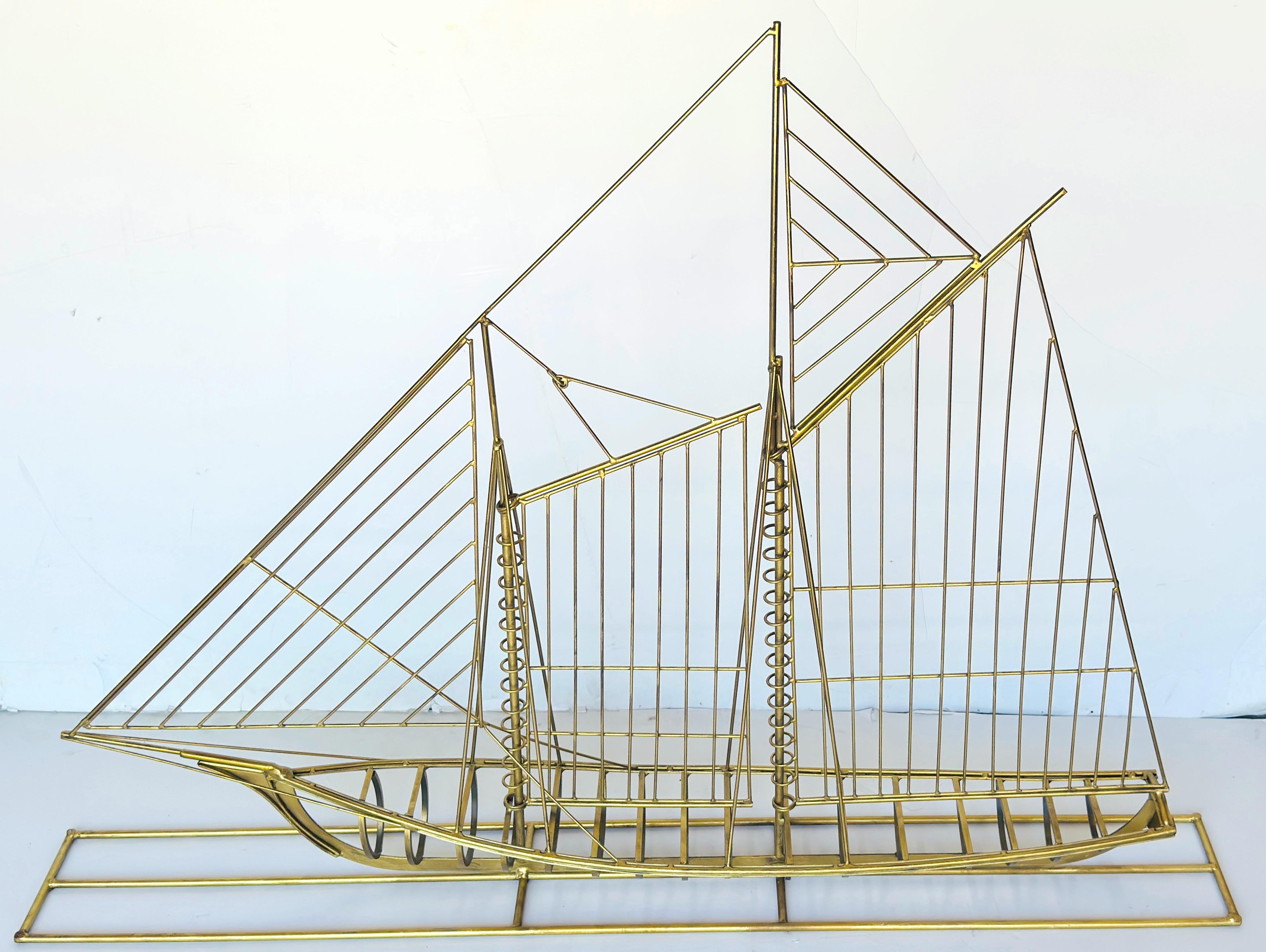 Escultura monumental de velero de latón de Curtis Jere, firmada y fechada en 1976 en venta 4