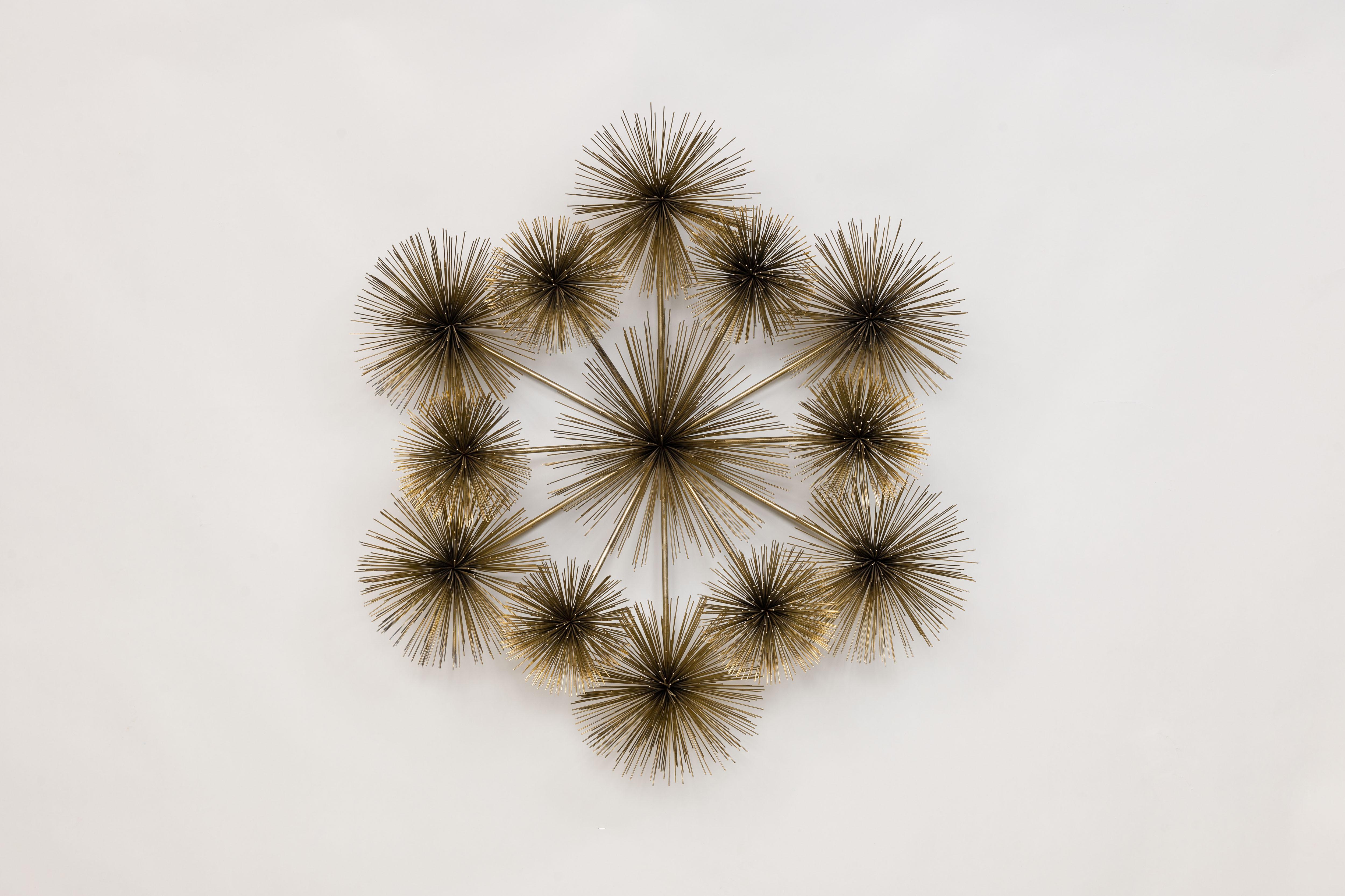 Mid-Century Modern Monumental Curtis Jere Brass XL 'Pom Pom' Wall Sculpture, Signed C. Jere, 1979