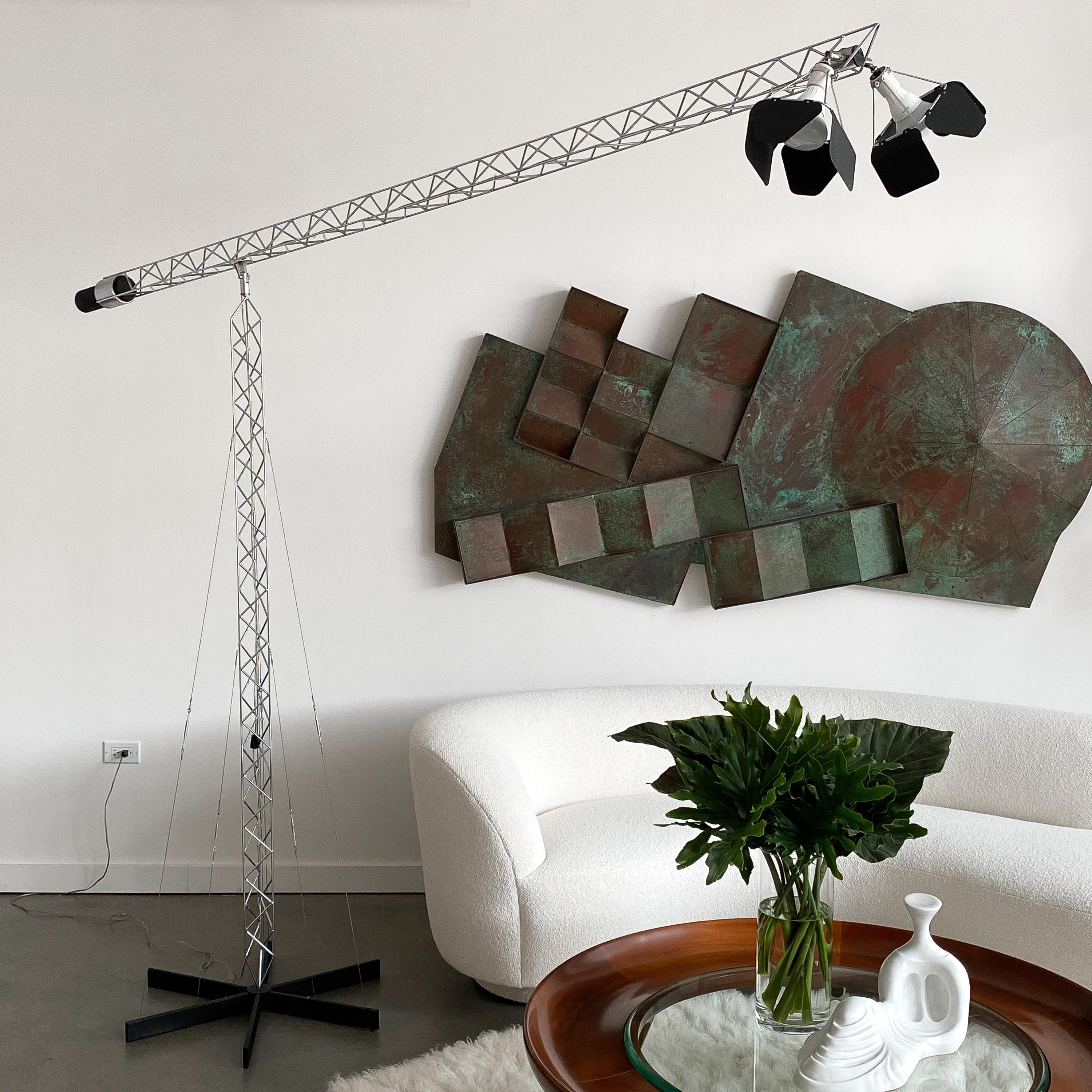 Mid-Century Modern Monumental Curtis Jere Crane Floor Lamp