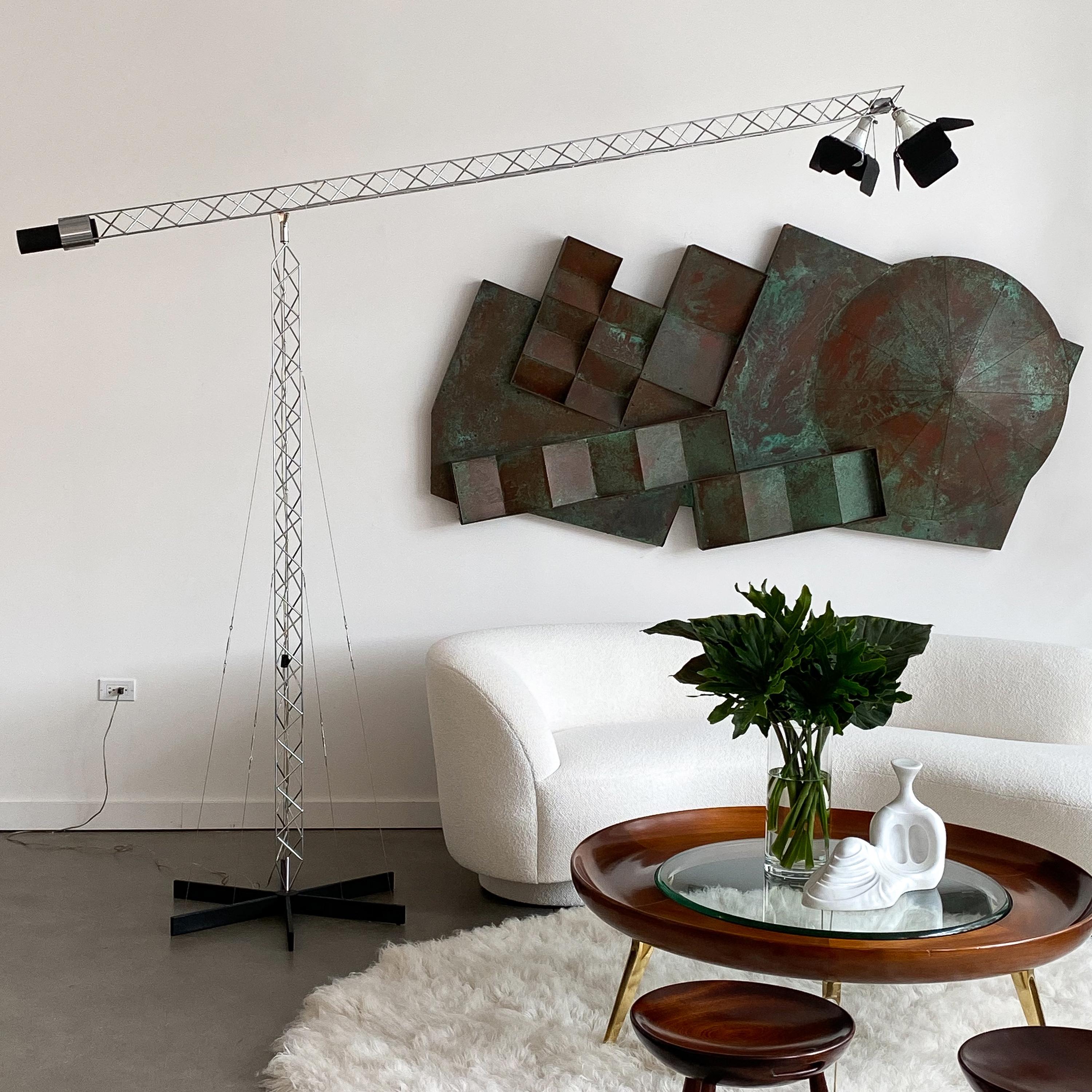 Monumental Curtis Jere Crane Floor Lamp In Excellent Condition In Chicago, IL