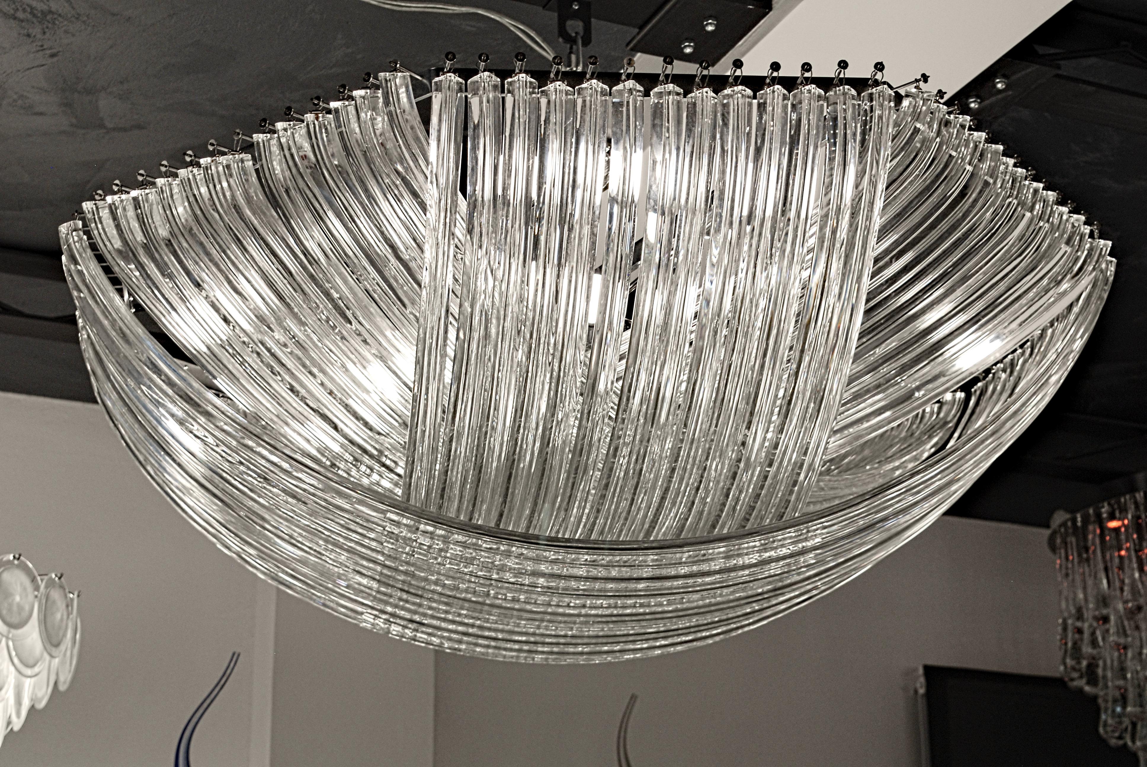 Monumental Curvati Murano Chandelier, Clear Triedri, Carlo Nason 8