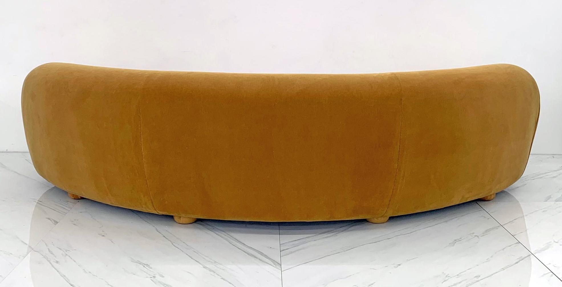 Monumental Vintage Curved Sofa in Mohair Fabric 6