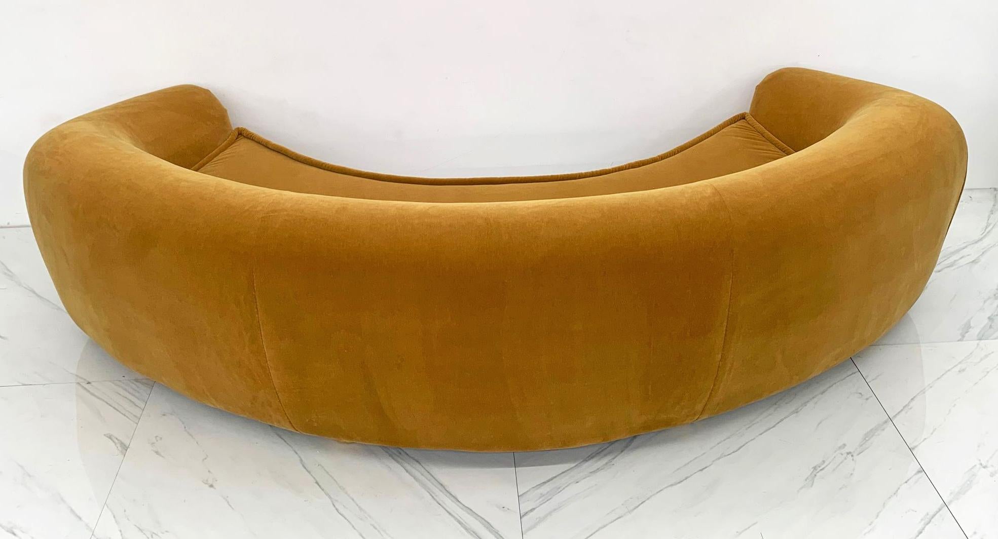 Monumental Vintage Curved Sofa in Mohair Fabric 7