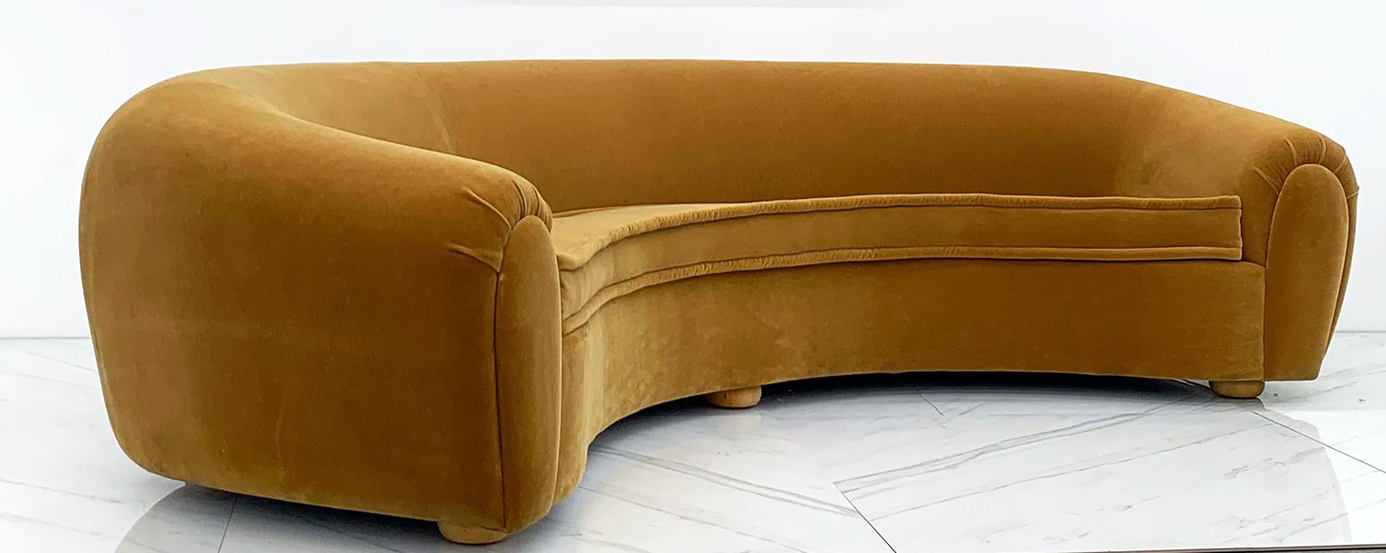 Late 20th Century Monumental Vintage Curved Sofa in Mohair Fabric