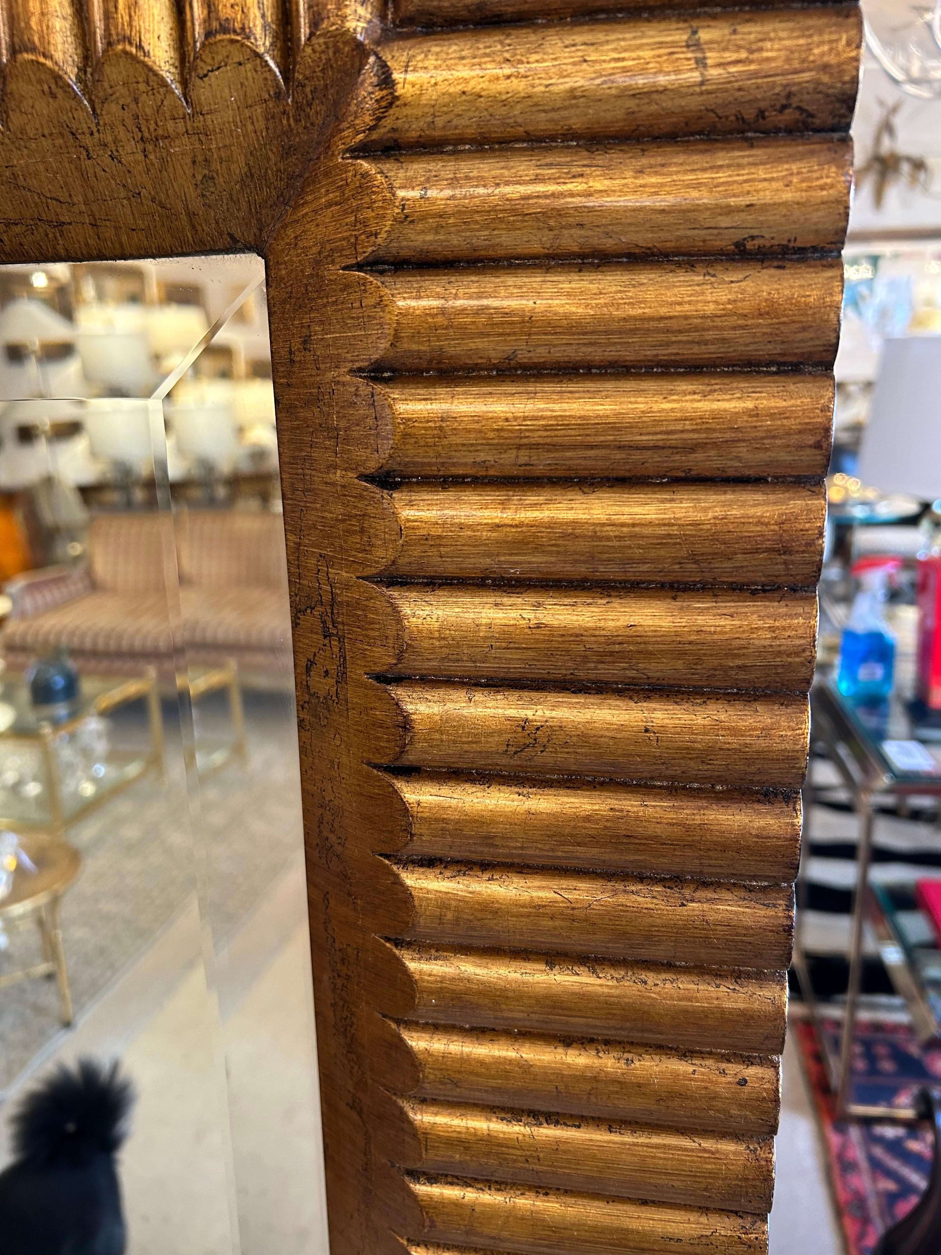 Late 20th Century Monumental Custom Giltwood & Bevelled Rectangular Mirror For Sale