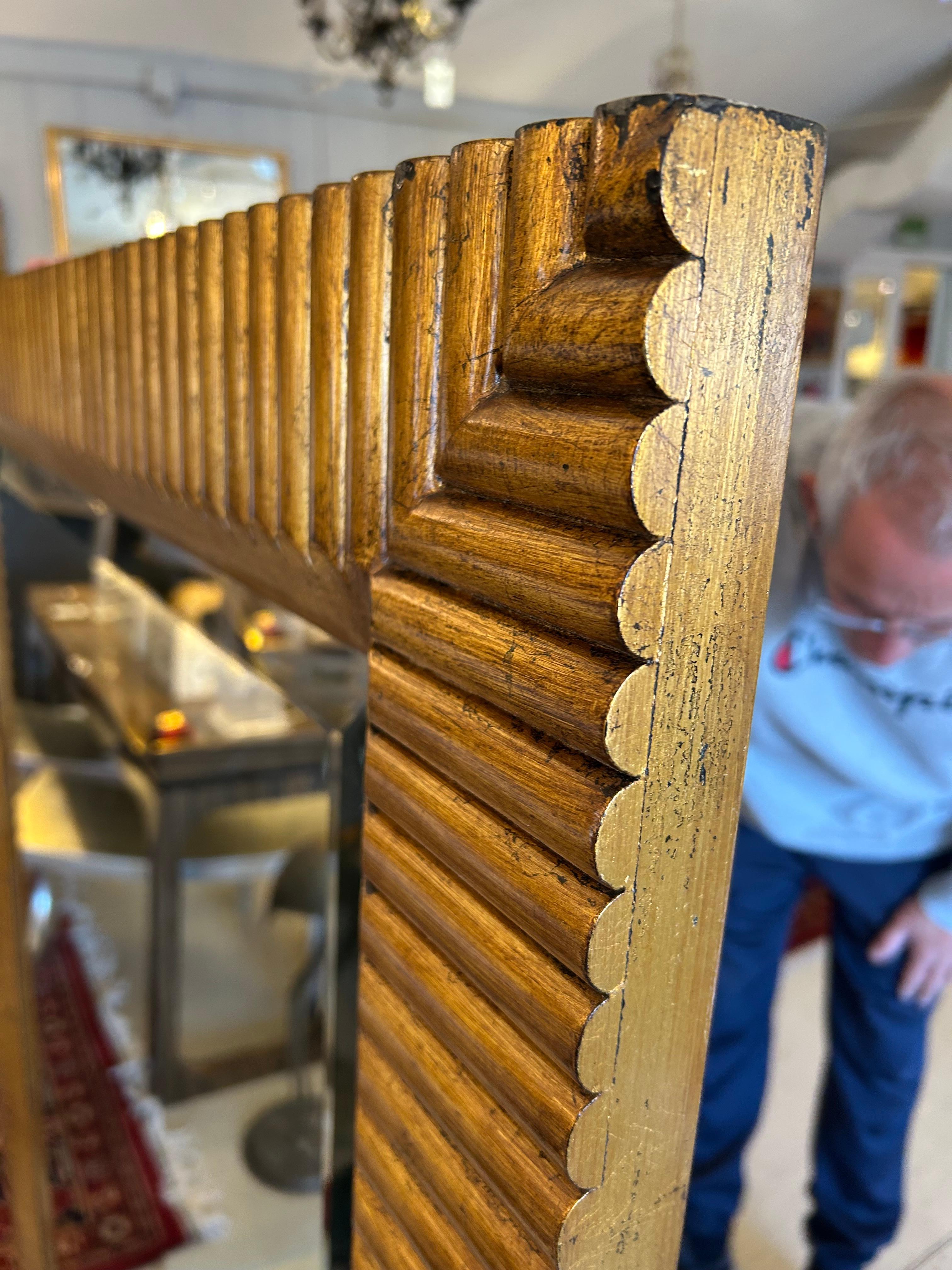 Monumental Custom Giltwood & Bevelled Rectangular Mirror For Sale 1