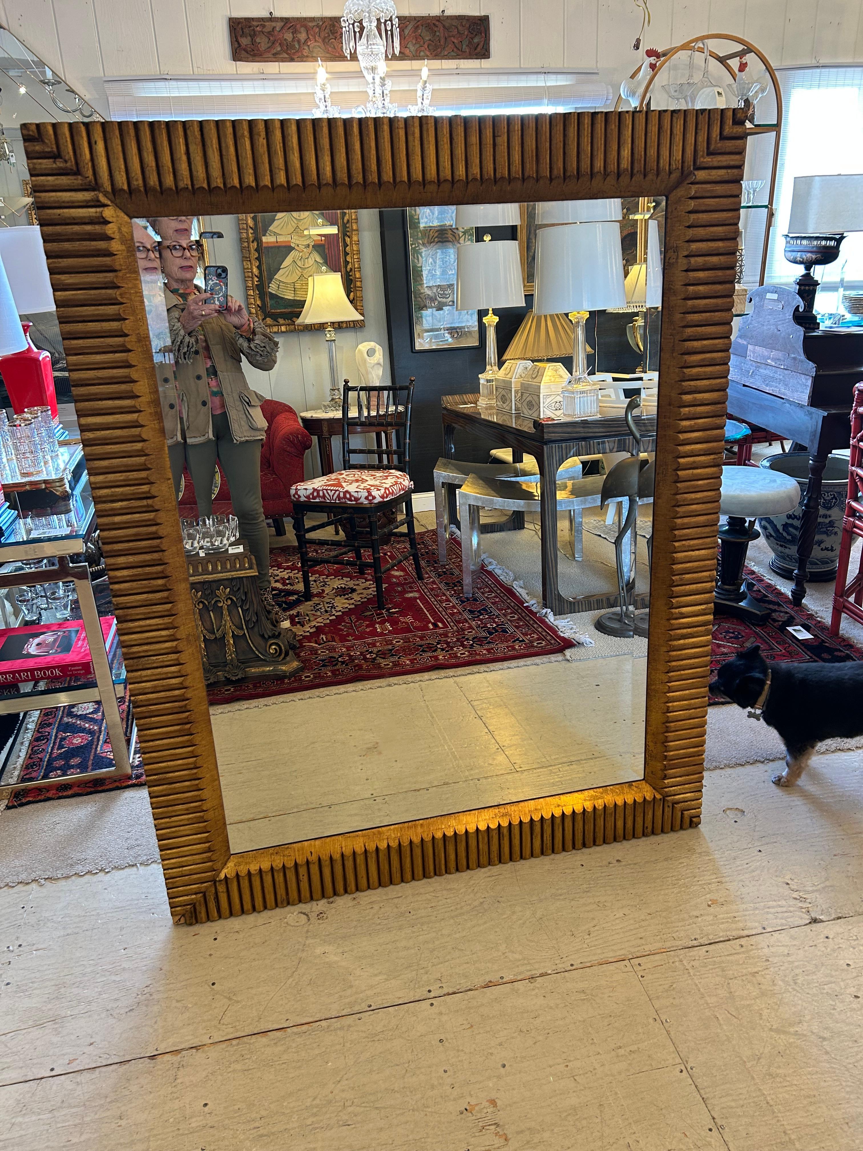 Monumental Custom Giltwood & Bevelled Rectangular Mirror For Sale 2