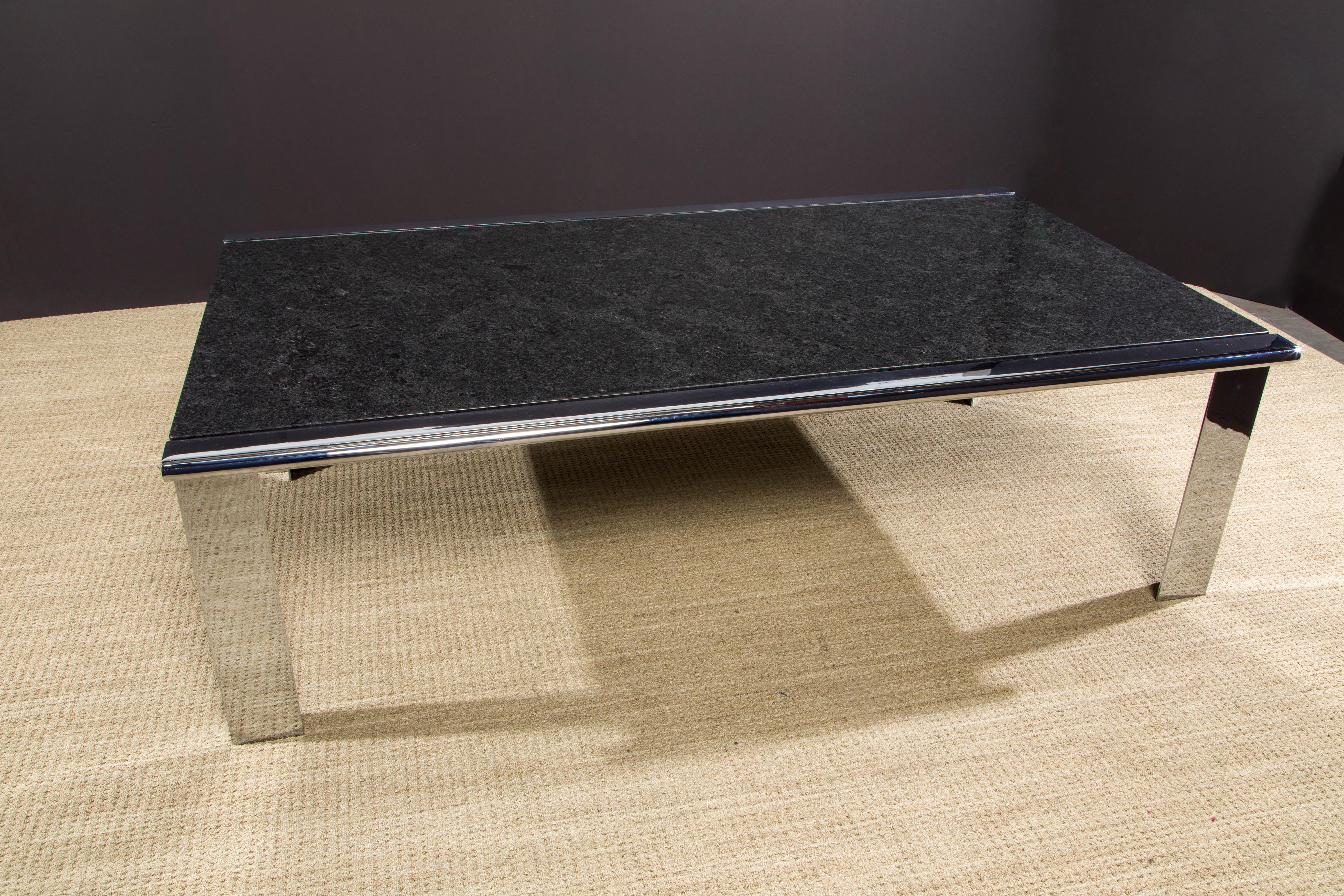 Modern Monumental Custom Granite and Steel Dining Table by Anthony Lumsden, 1970s  For Sale