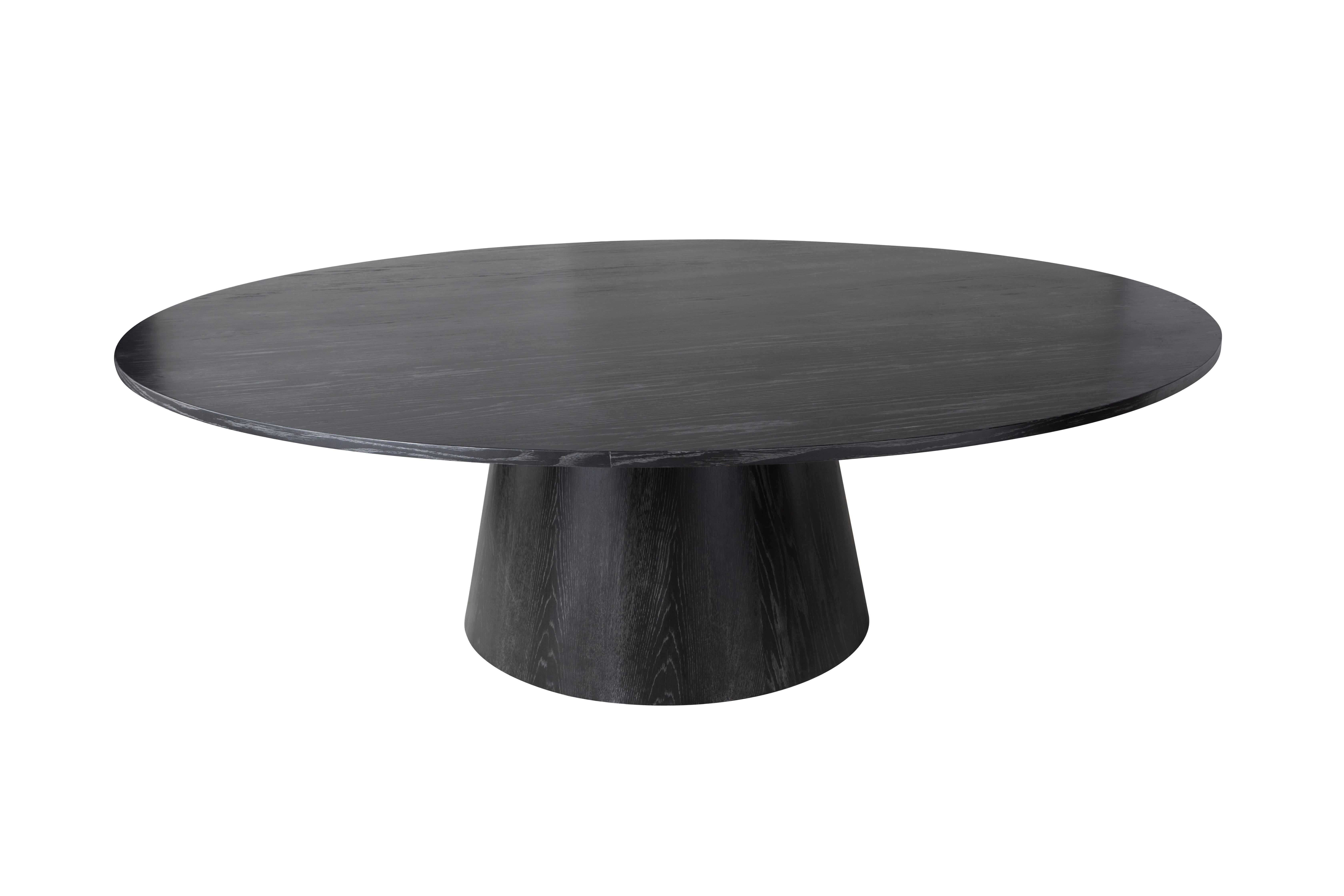 Américain Monumentale table de salle à manger en onyx sur chêne sur base conique en vente