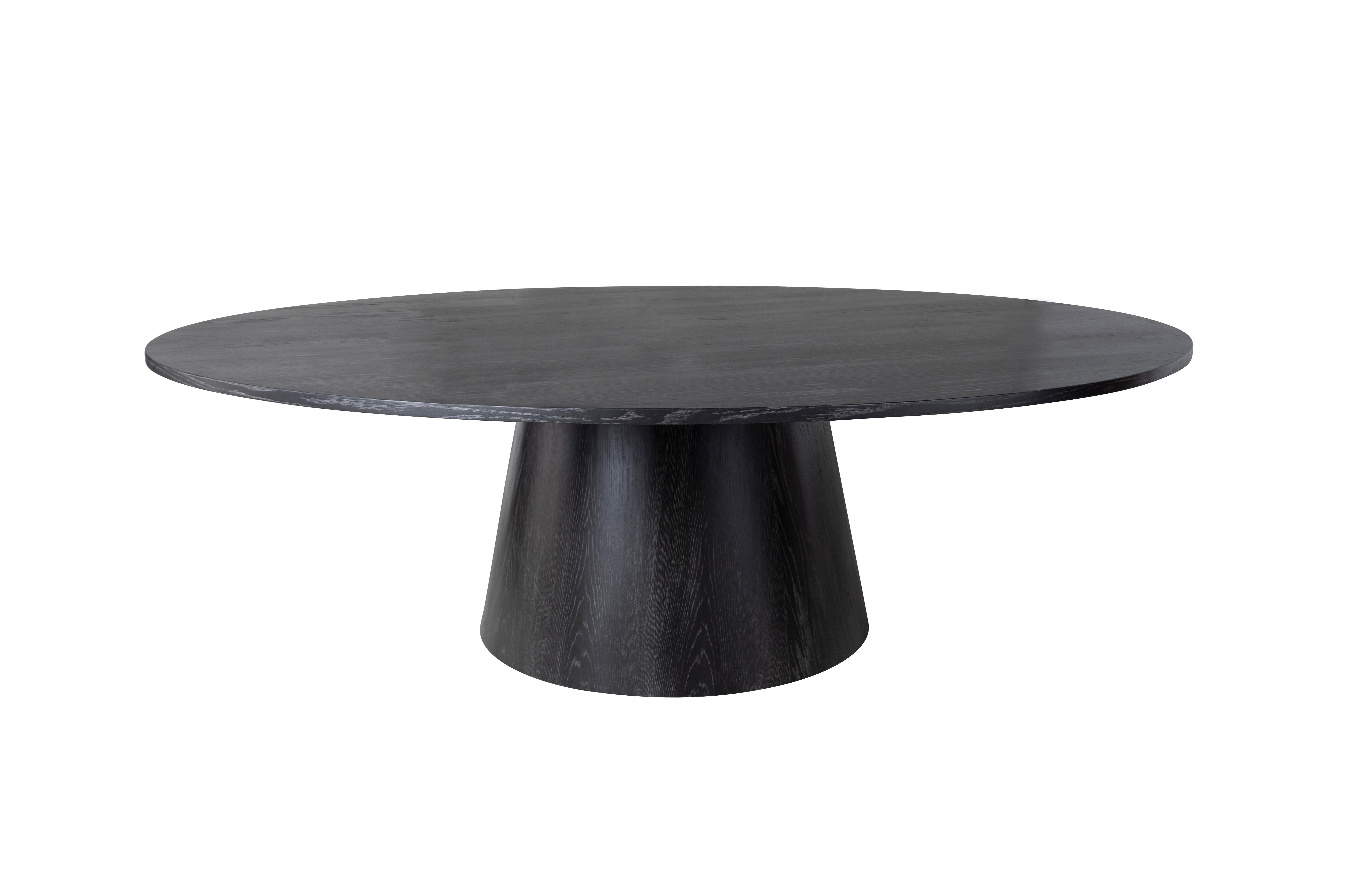 Monumentale table de salle à manger en onyx sur chêne sur base conique Neuf - En vente à Dallas, TX