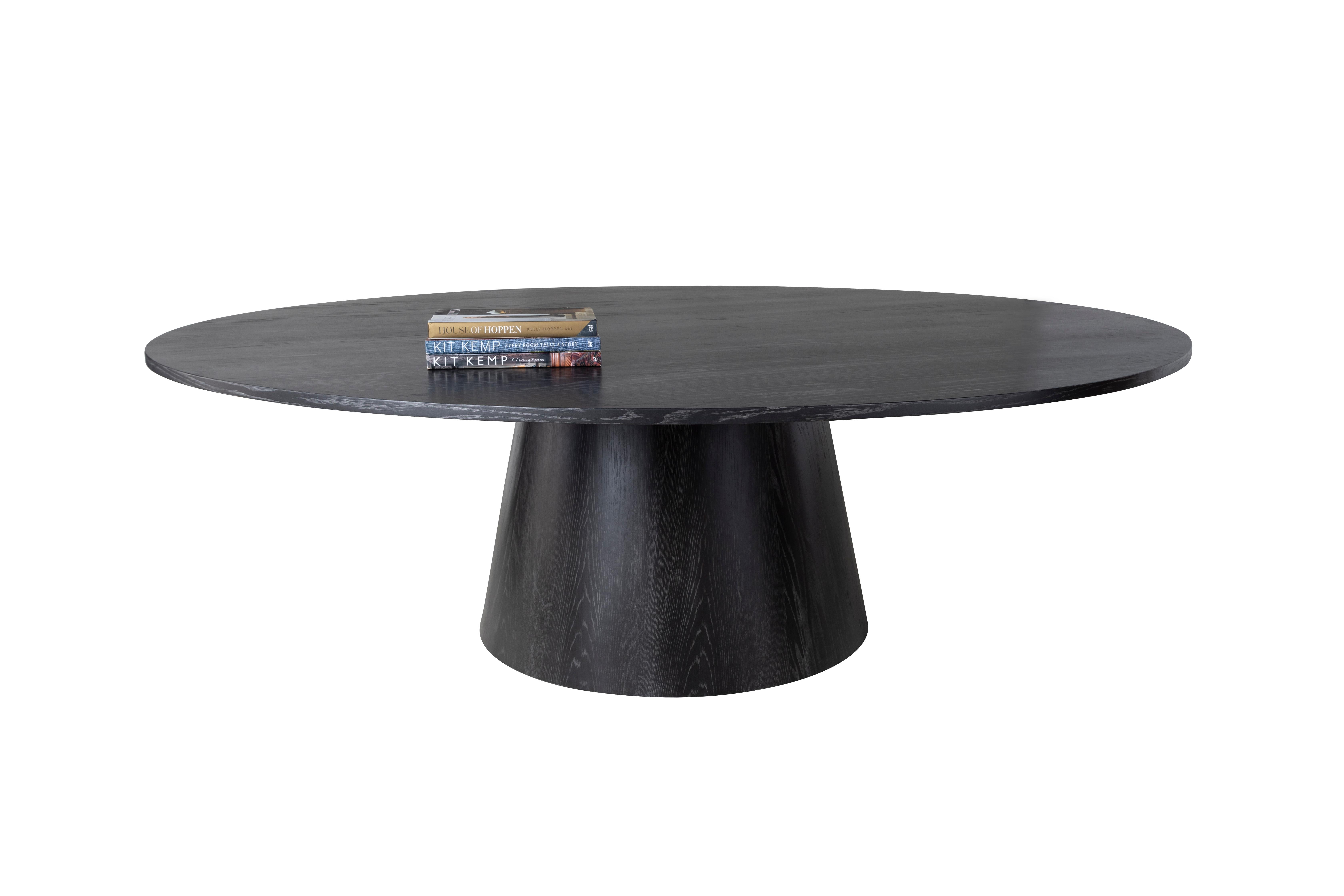 Contemporary Monumental Custom Onyx on Oak Dining Table on Tapered Base For Sale