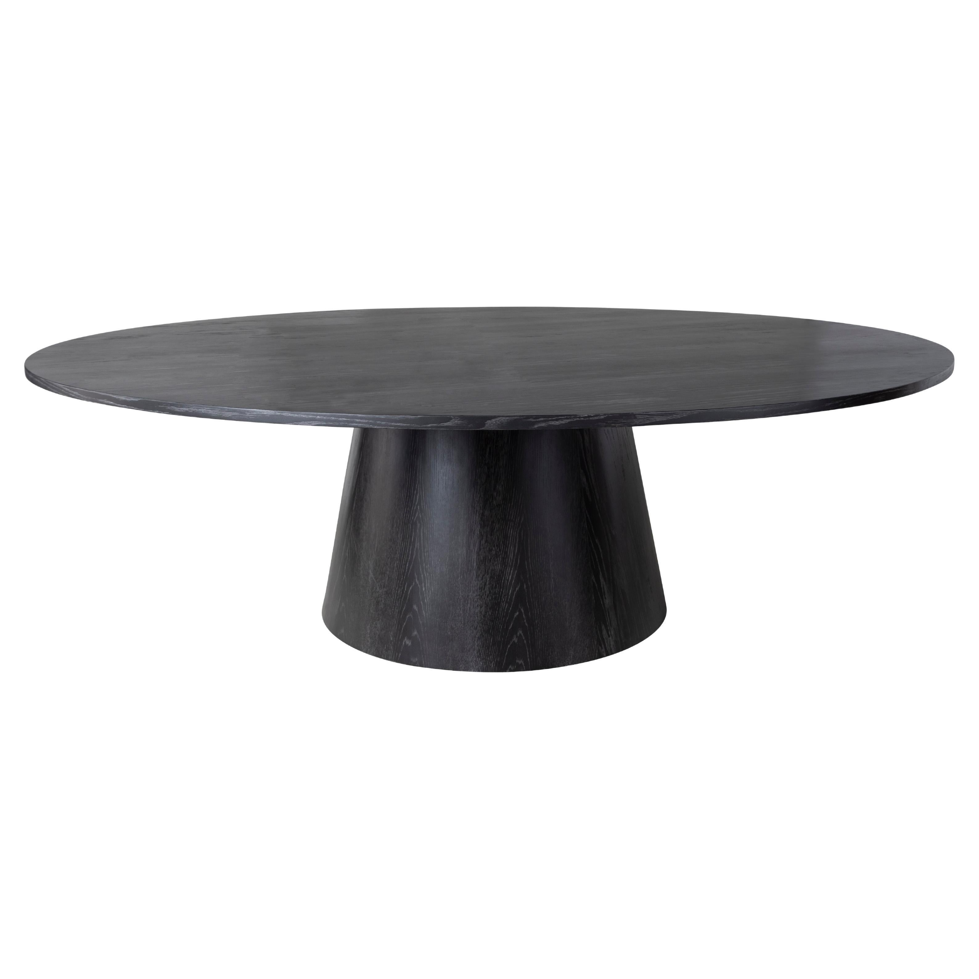 Monumental Custom Onyx on Oak Dining Table on Tapered Base For Sale