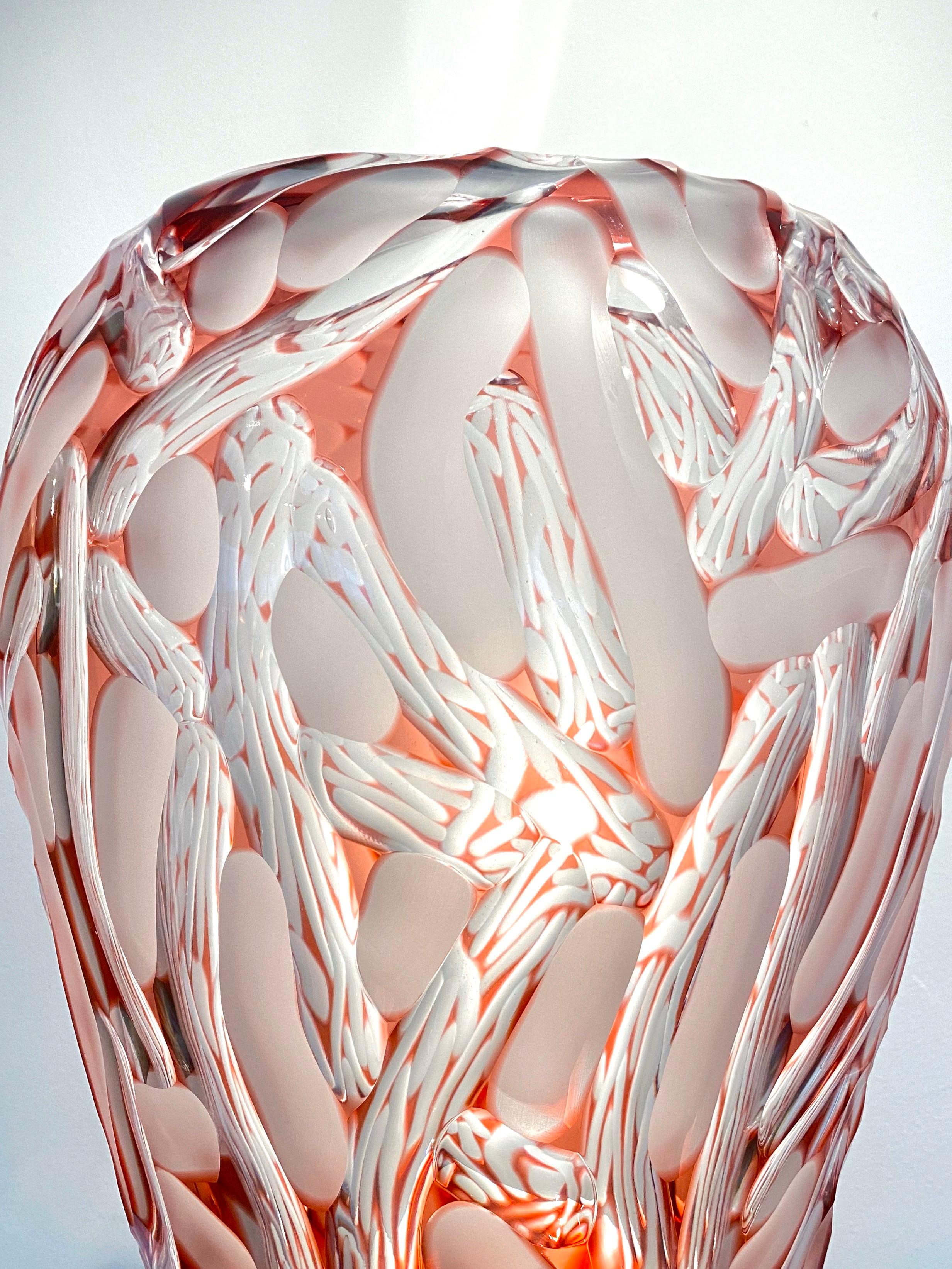Monumental Czech Bohemian Contemporary Carved Art Glass Vase by, Lucas Pokorny In Excellent Condition In Englewood, NJ