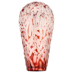 Monumental Czech Bohemian Contemporary Carved Art Glass Vase by, Lucas Pokorny
